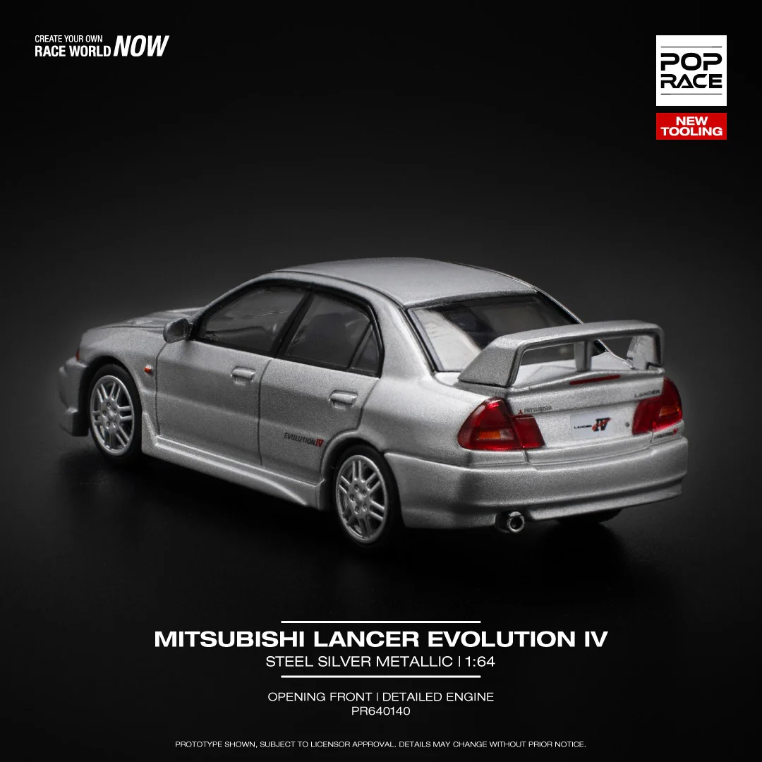 POPRACE 1/64 MITSUBISHI LANCER EVOLUTION IV - STEEL SILVER PR640140 - Image 6