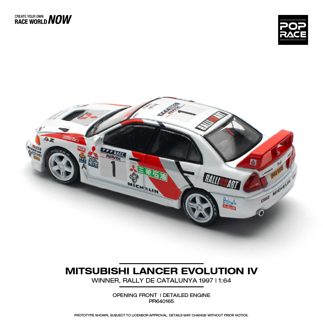POPRACE 1/64 MITSUBISHI LANCER EVOLUTION IV WINNER, RALLY DE CATALUNYA 1997 PR640165 - Image 2