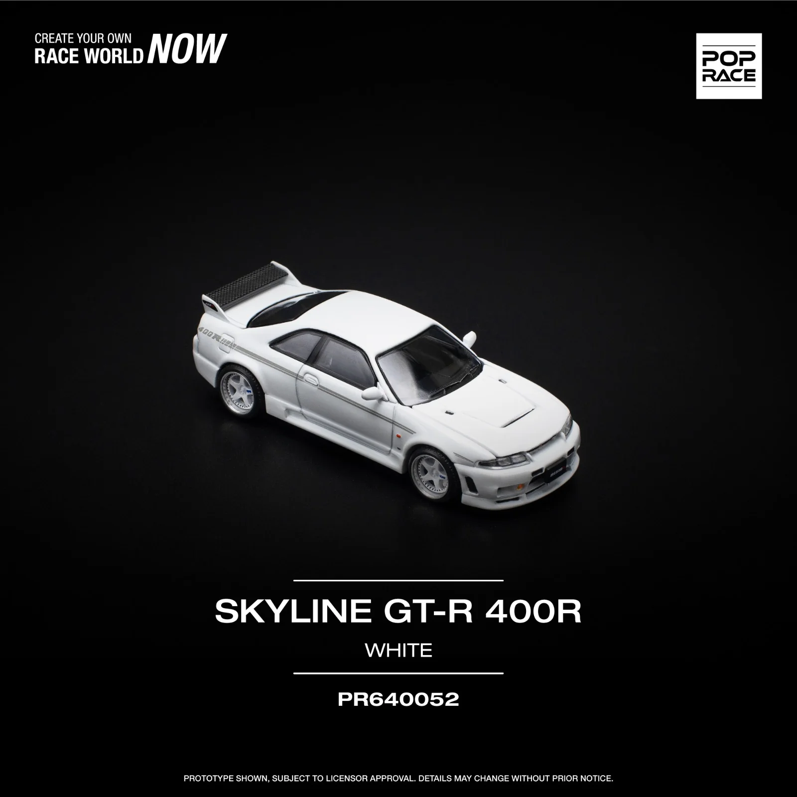 POPRACE 1/64 NISSAN GT-R R33 NISMO 400R - WHITE PR640052 - Image 3