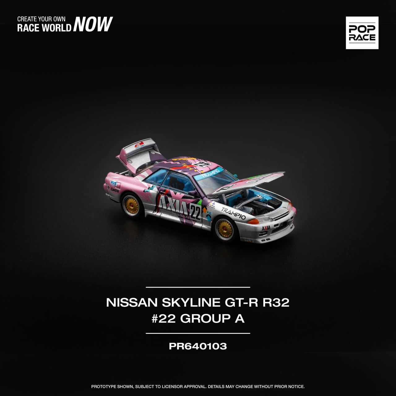 POPRACE 1/64 NISSAN SKYLINE GT-R R32 #22 AXIA GROUP A PR640103 - Image 2