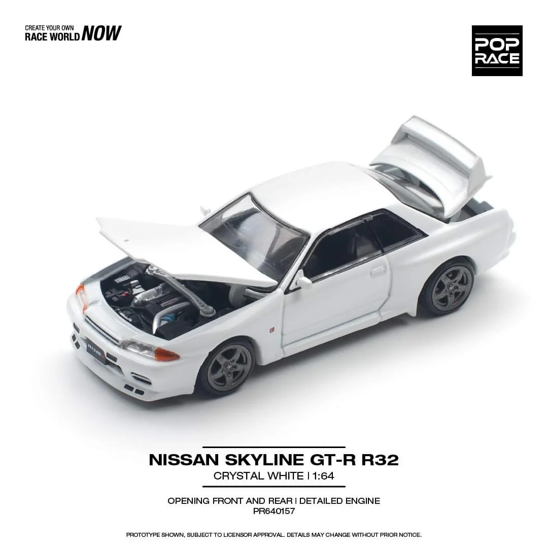 POPRACE 1/64 NISSAN SKYLINE GT-R R32 - CRYSTAL WHITE PR640157 - Image 2
