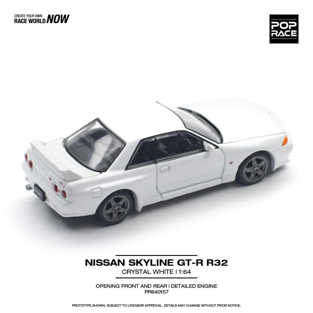 POPRACE 1/64 NISSAN SKYLINE GT-R R32 - CRYSTAL WHITE PR640157 - Image 3