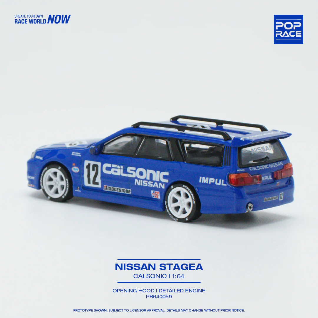POPRACE 1/64 Nissan Stagea - Calsonic PR640059 - Image 2