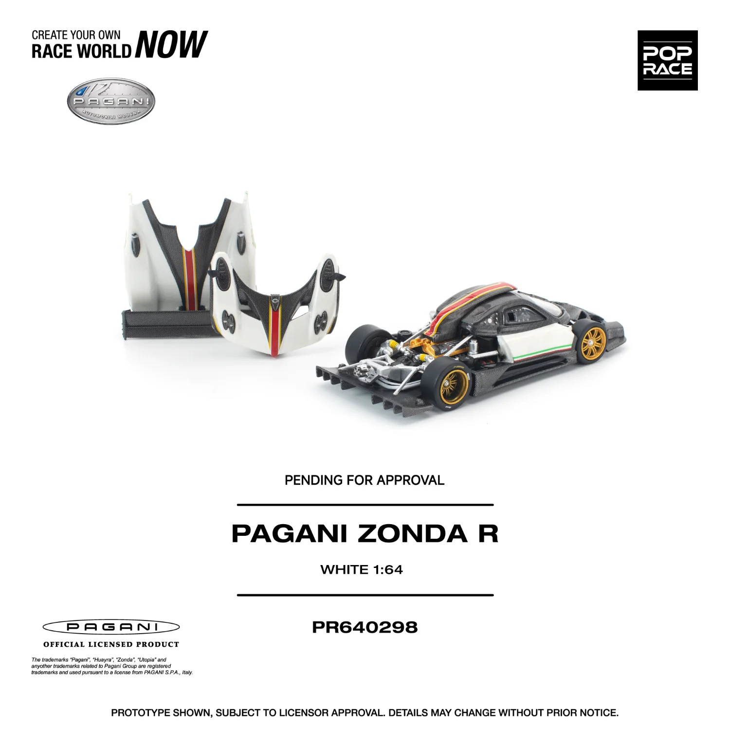 PREORDER POPRACE 1/64 PAGANI ZONDA R WHITE PR640298 (Approx. Release Date: Q3 2026 and subject to the manufacturer's final decision) - Image 2