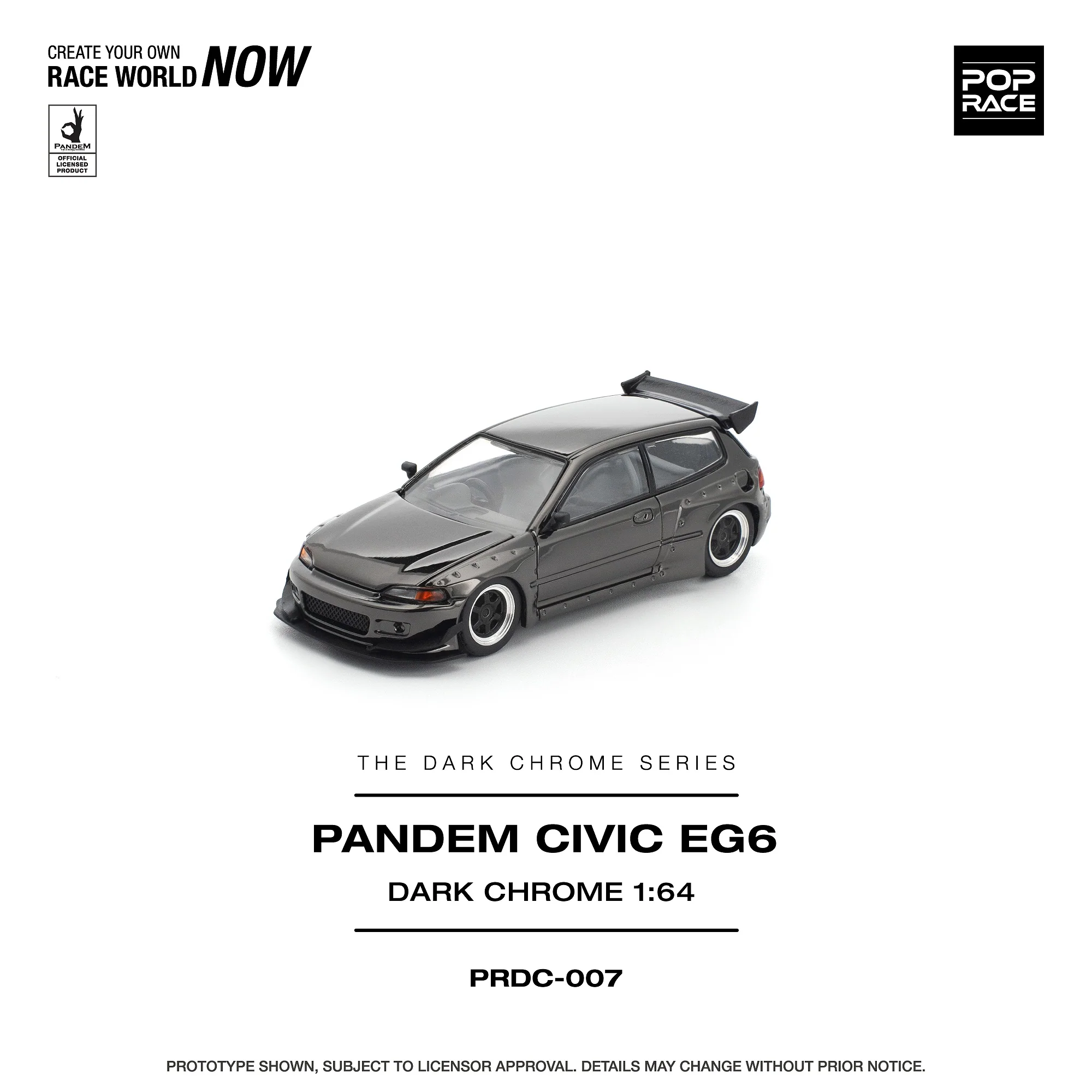 PREORDER POPRACE 1/64 PANDEM CIVIC EG6 DARK CHROME PRDC007 (Approx. Release Date: Q1 2026 and subject to the manufacturer's final decision) - Image 2