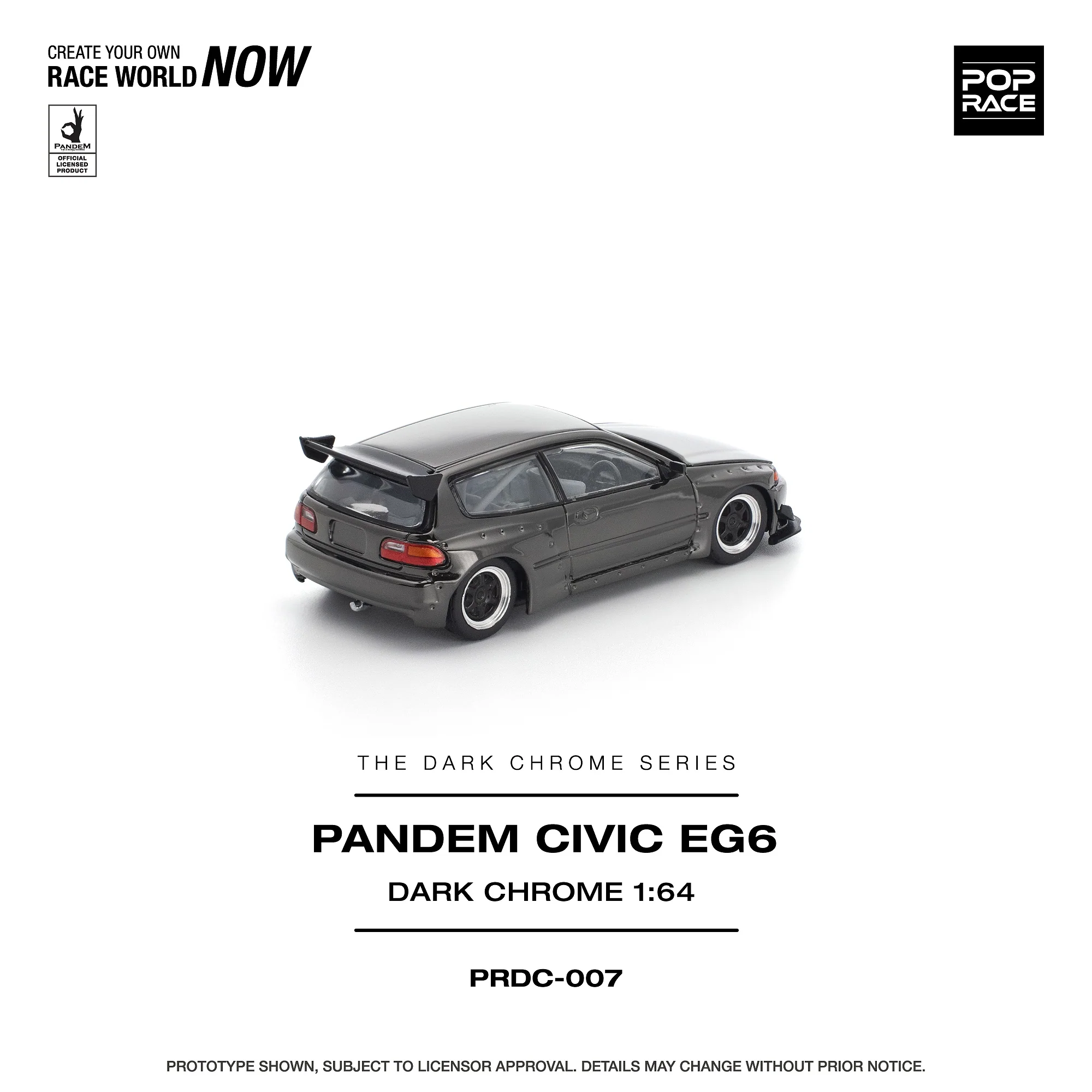 PREORDER POPRACE 1/64 PANDEM CIVIC EG6 DARK CHROME PRDC007 (Approx. Release Date: Q1 2026 and subject to the manufacturer's final decision) - Image 3