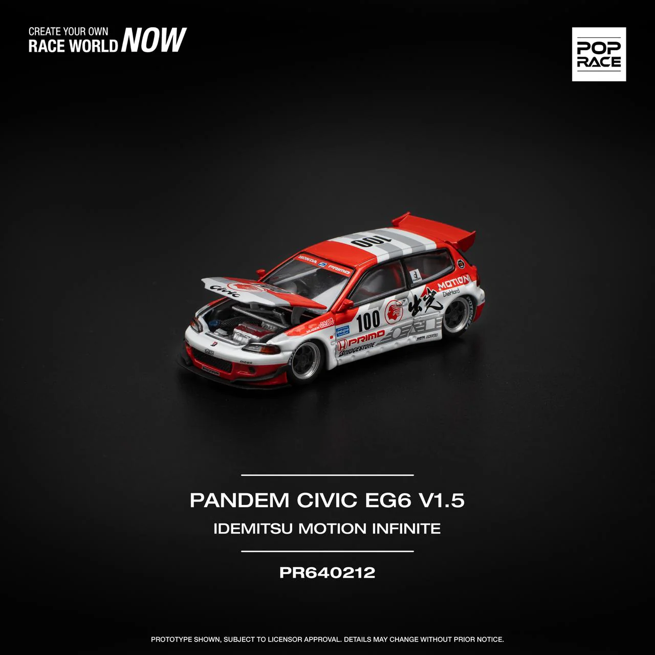 POPRACE 1/64 PANDEM CIVIC EG6 v1.5 IDEMITSU MOTION INFINITE PR640212 - Image 2