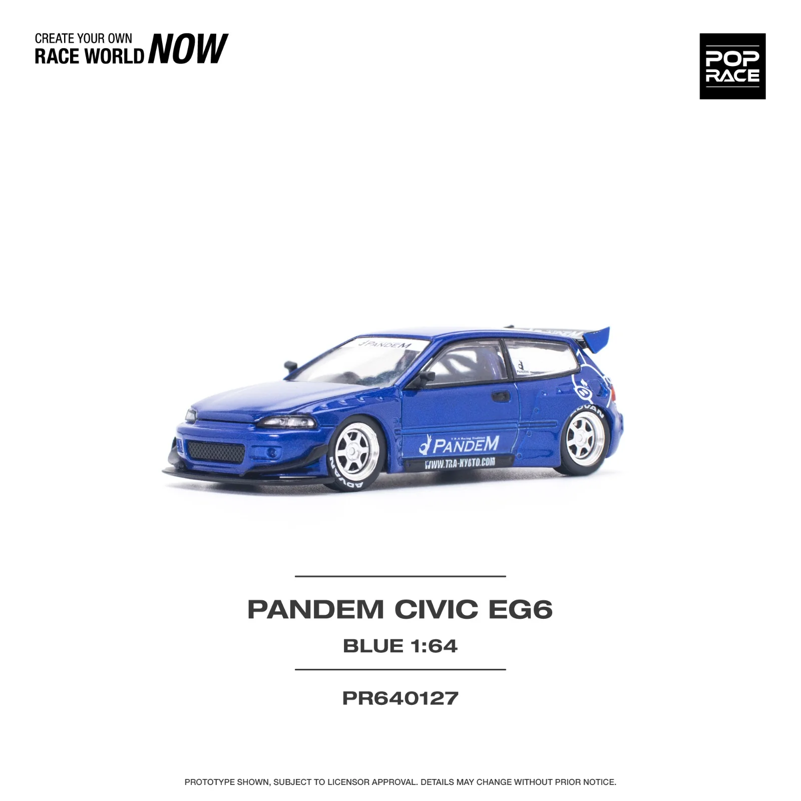 POPRACE 1/64 PANDEM CIVIC EG6 v1.5 METALLIC BLUE PR640127 - Image 2