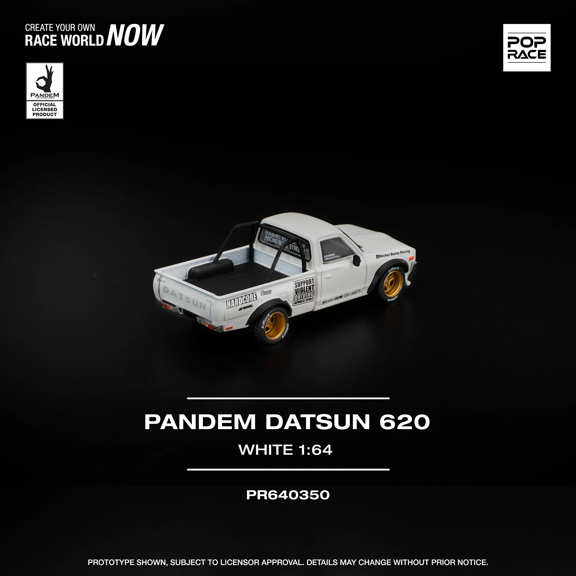 POPRACE 1/64 PANDEM DATSUN 620 WHITE PR640350 - Image 2