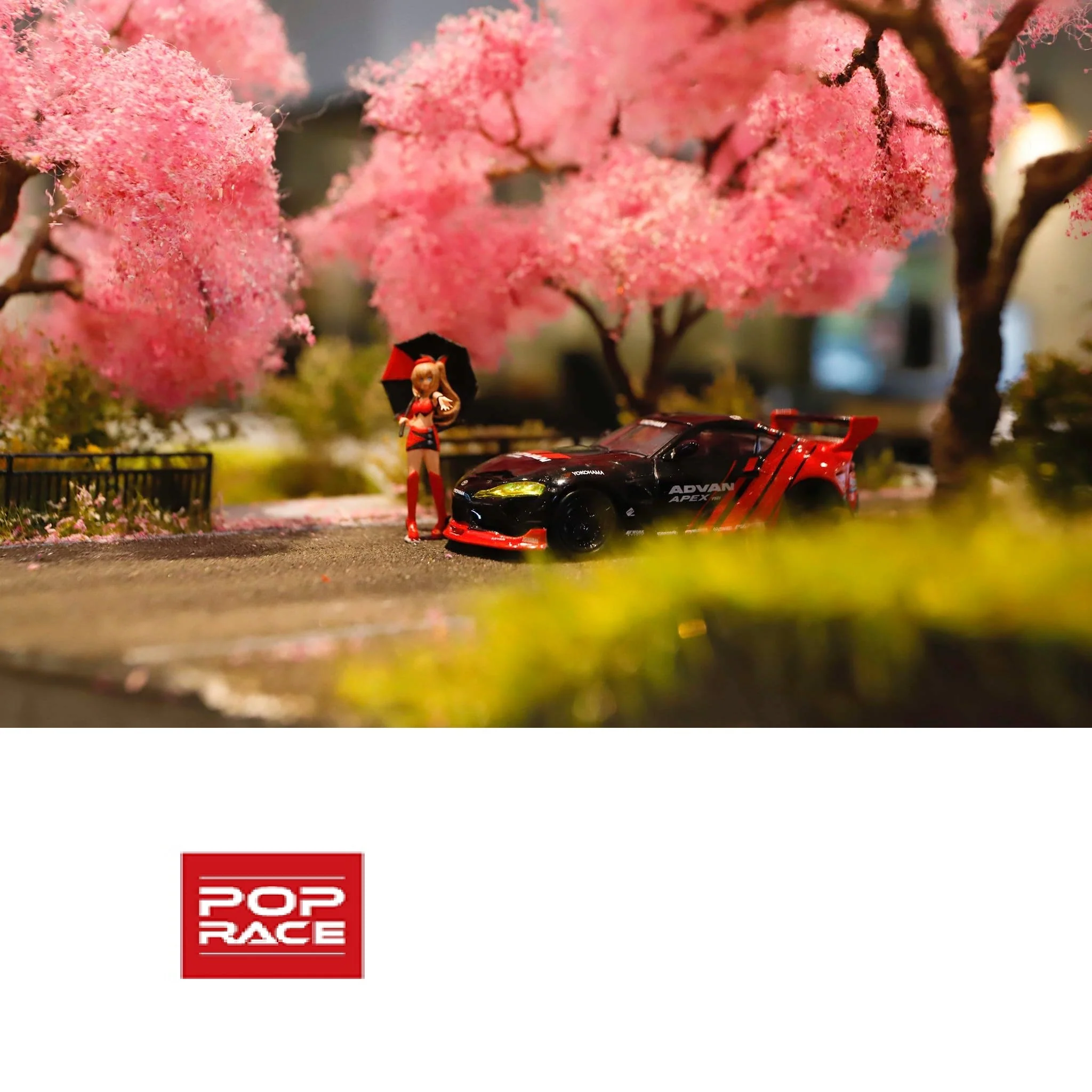 POPRACE 1/64 Pandem GR Supra Advan Livery with Race Queen Figure PR64-PANA90-ADV - Image 2