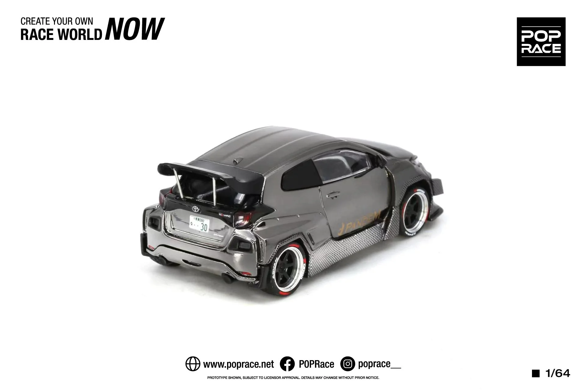 POPRACE 1/64 PANDEM GR YARIS Black Chrome IMXPO2023 Exclusive Edition PR640055 - Image 2