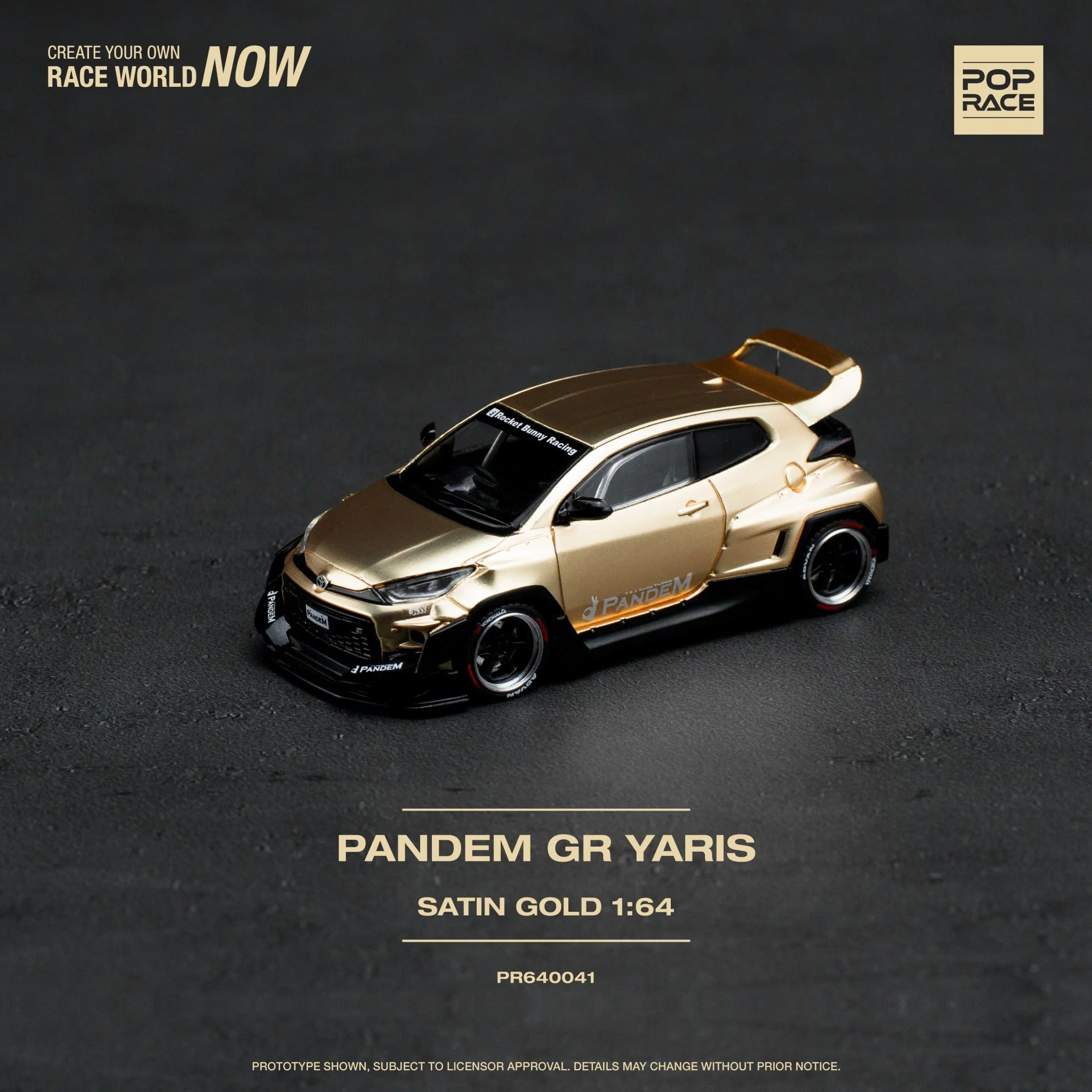 POPRACE 1/64 PANDEM GR YARIS SATIN GOLD PR640041 - Image 2