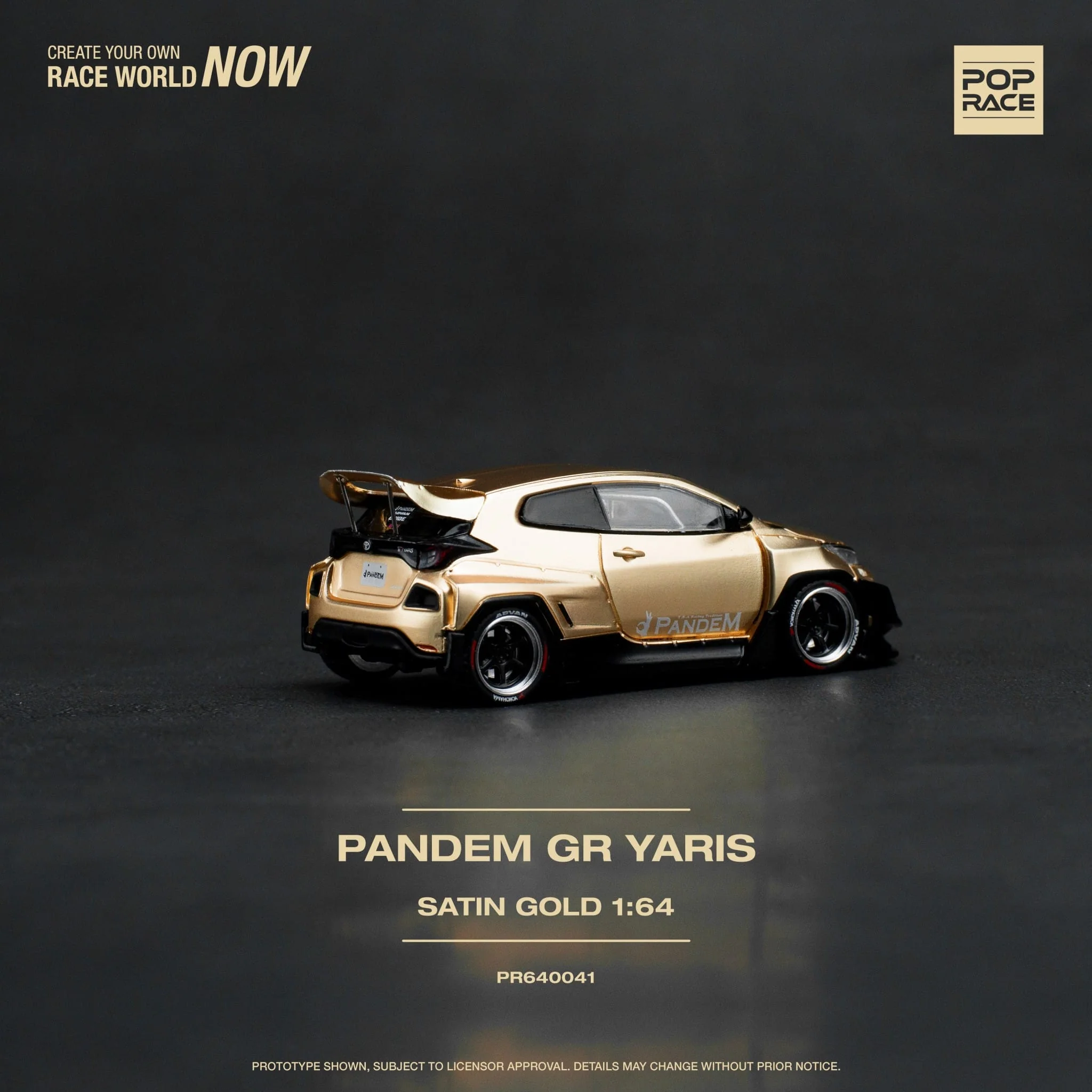 POPRACE 1/64 PANDEM GR YARIS SATIN GOLD PR640041 - Image 3