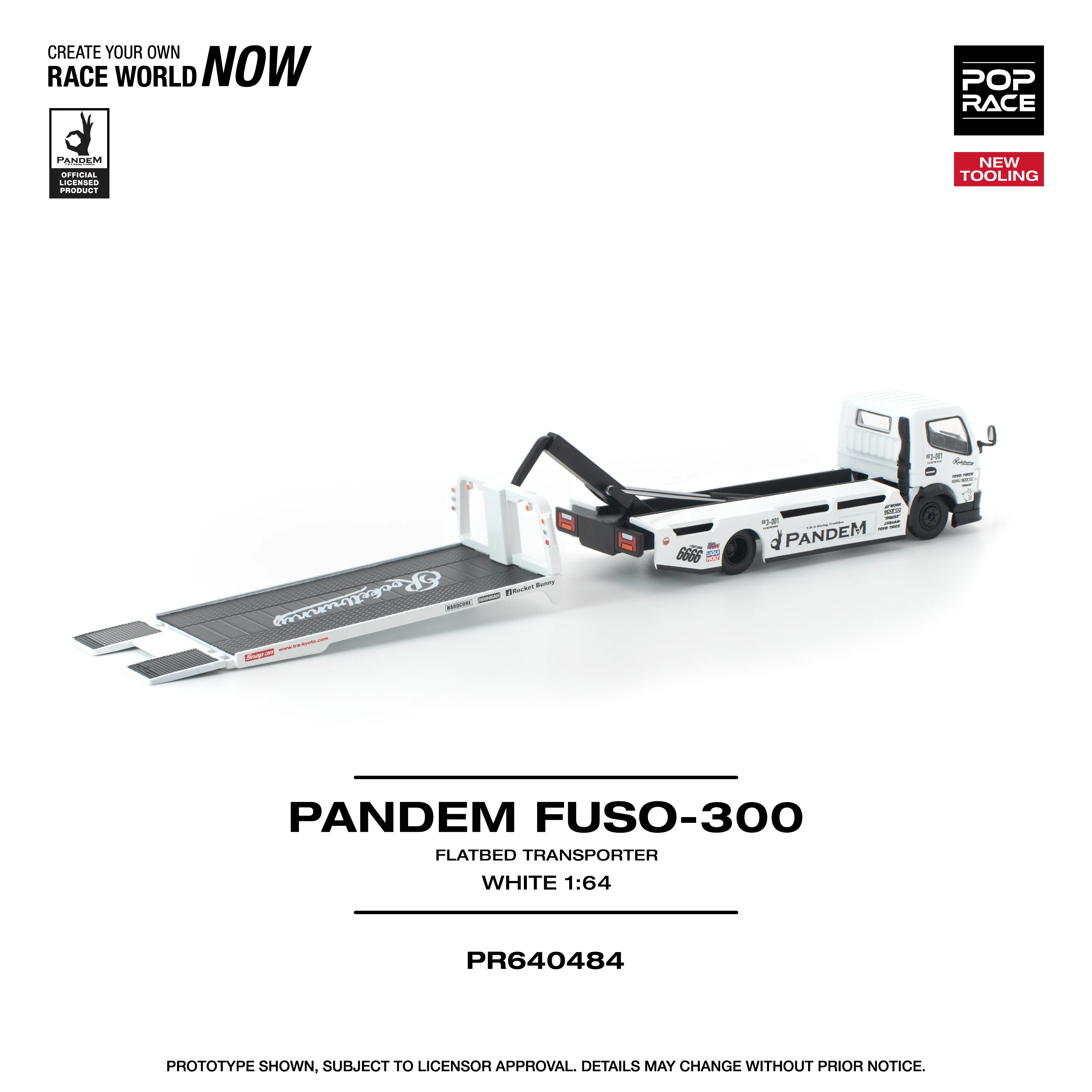 PREORDER POPRACE 1/64 PANDEM FUSO 300 FLATBED TRANSPORTER WHITE PR640484 (Approx. Release Date: Q3 2026 and subject to the manufacturer's final decision) - Image 2