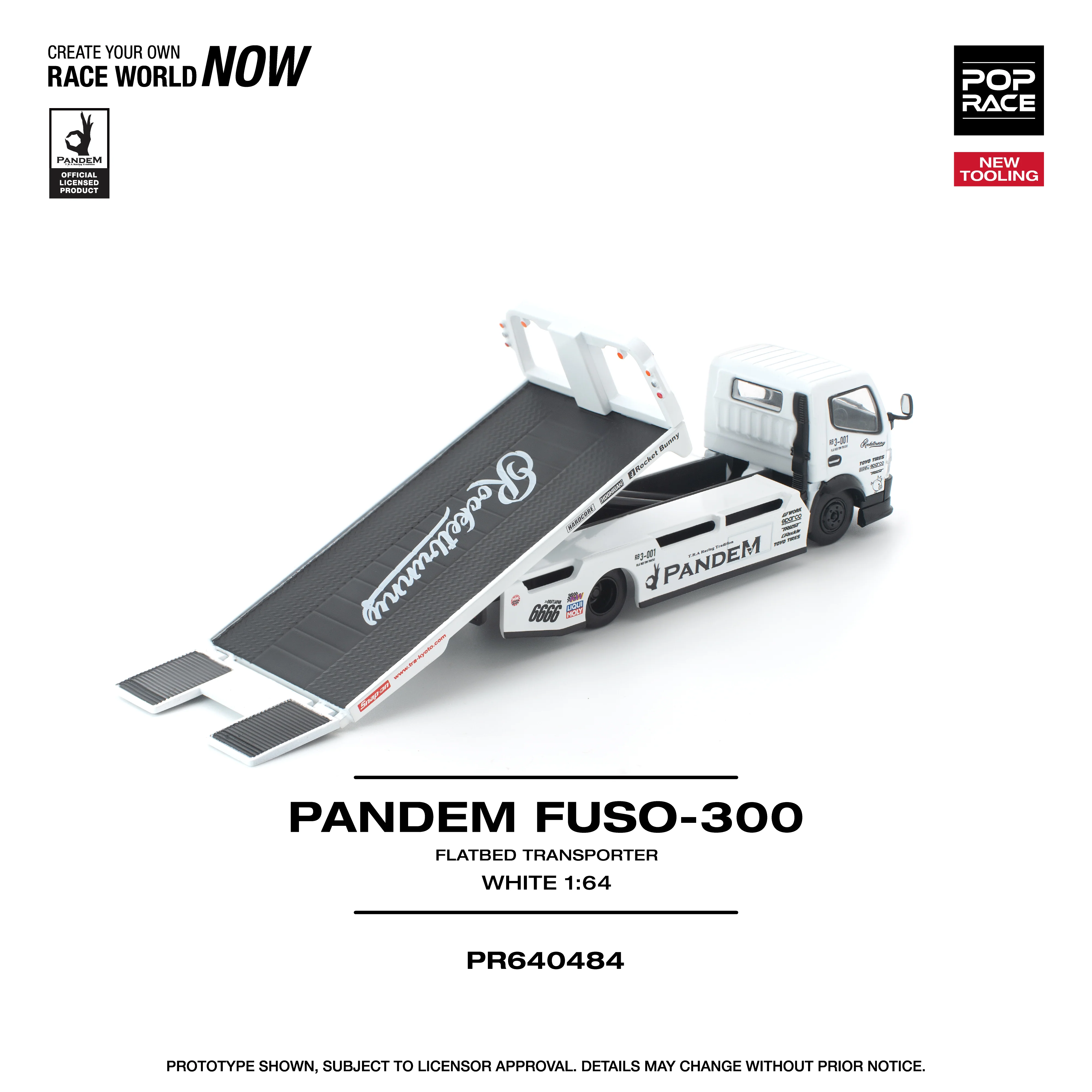 PREORDER POPRACE 1/64 PANDEM FUSO 300 FLATBED TRANSPORTER WHITE PR640484 (Approx. Release Date: Q3 2026 and subject to the manufacturer's final decision) - Image 3