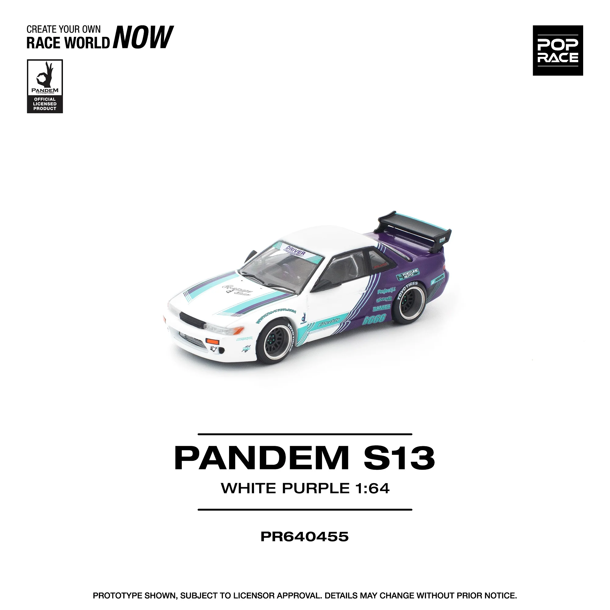 PREORDER POPRACE 1/64 PANDEM S13 WHITE PURPLE PR640455 (Approx. Release Date: Q2 2026 and subject to the manufacturer's final decision) - Image 2