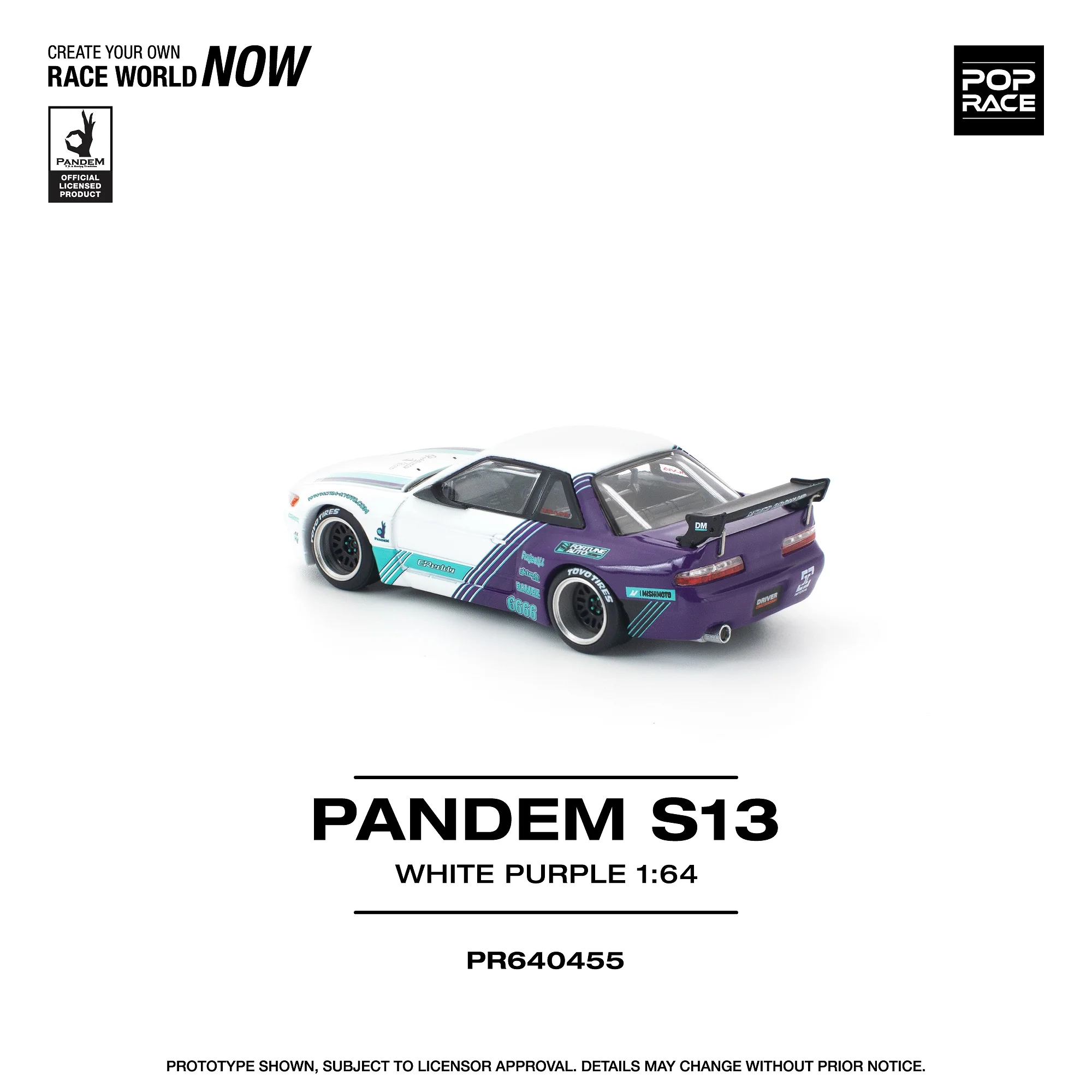 PREORDER POPRACE 1/64 PANDEM S13 WHITE PURPLE PR640455 (Approx. Release Date: Q2 2026 and subject to the manufacturer's final decision) - Image 3