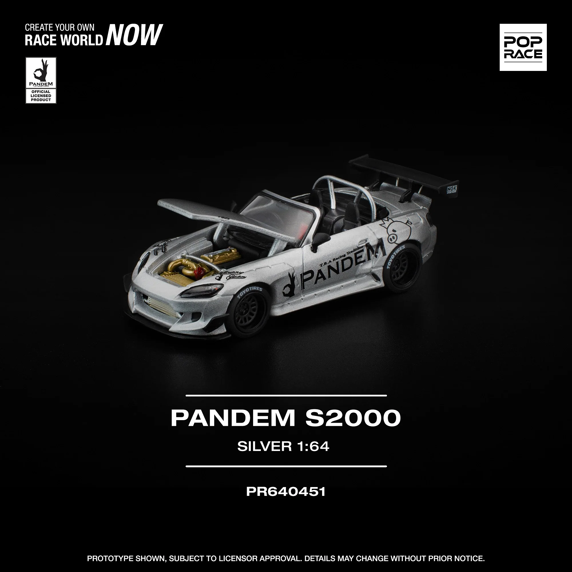 PREORDER POPRACE 1/64  PANDEM S2000 SILVER PR640451 (Approx. Release Date: Q1 2026 and subject to the manufacturer's final decision) - Image 2