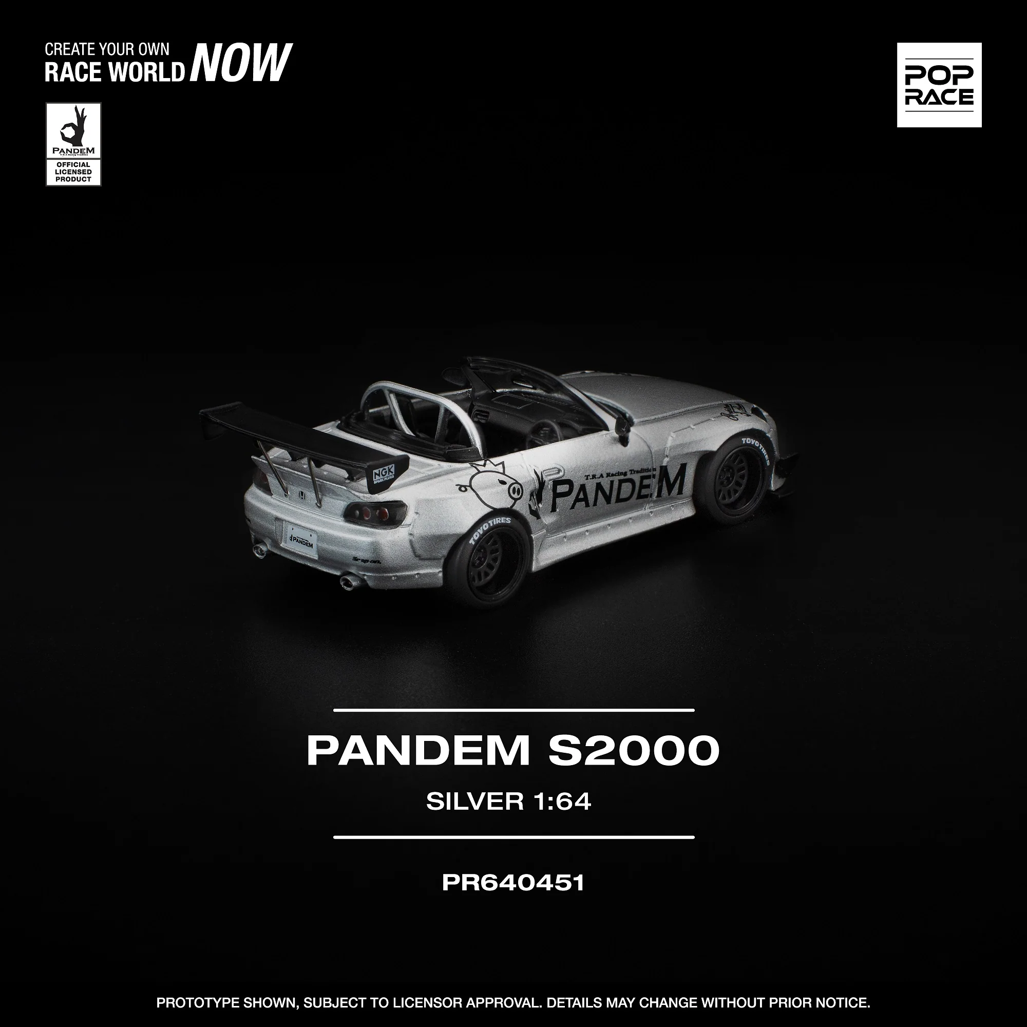 PREORDER POPRACE 1/64  PANDEM S2000 SILVER PR640451 (Approx. Release Date: Q1 2026 and subject to the manufacturer's final decision) - Image 3