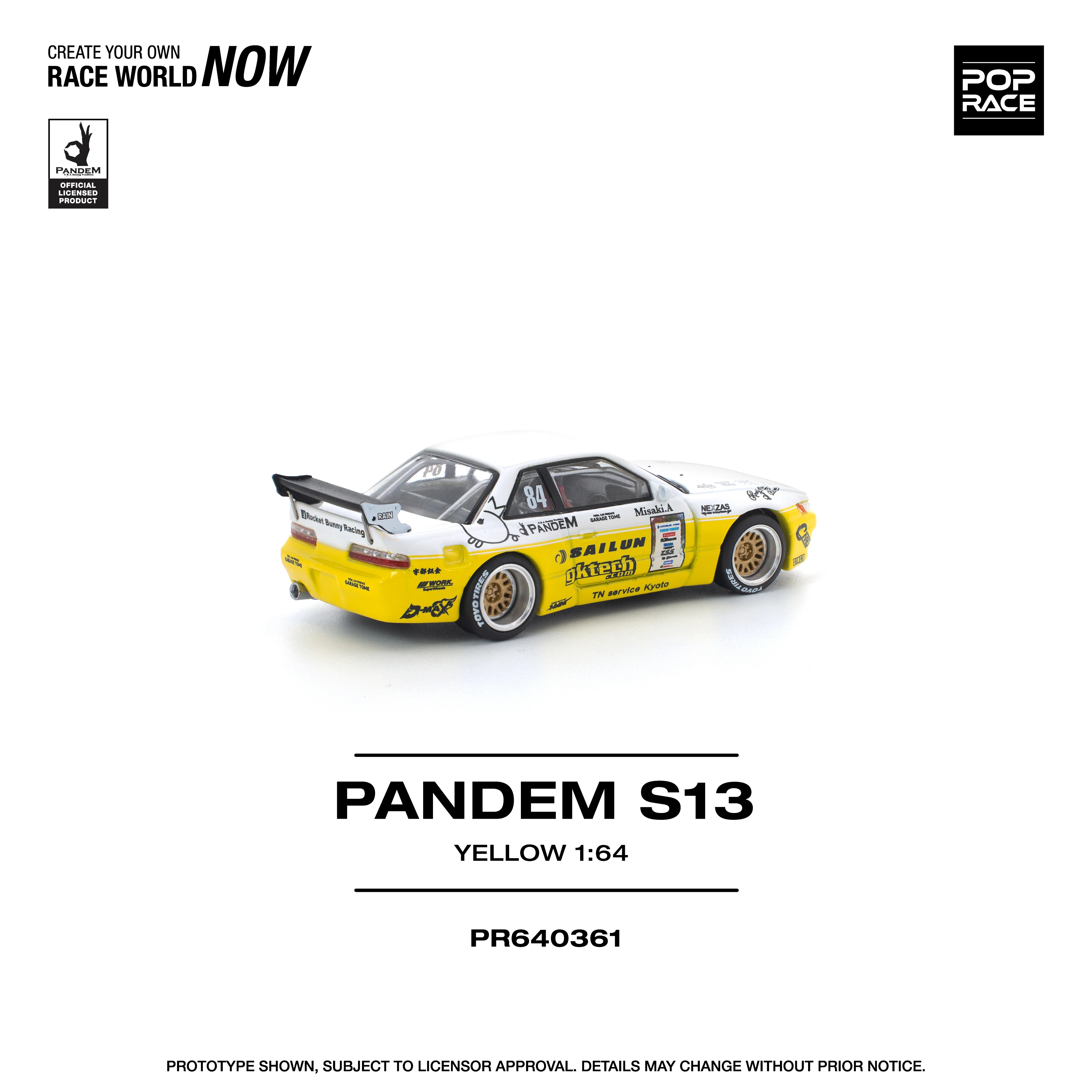PREORDER POPRACE 1/64 PANDEM SILVIA S13 2020 D1 LIGHTS YELLOW/WHITE PR640361 (Approx. Release Date: Q4 2025 and subject to the manufacturer's final decision) - Image 2
