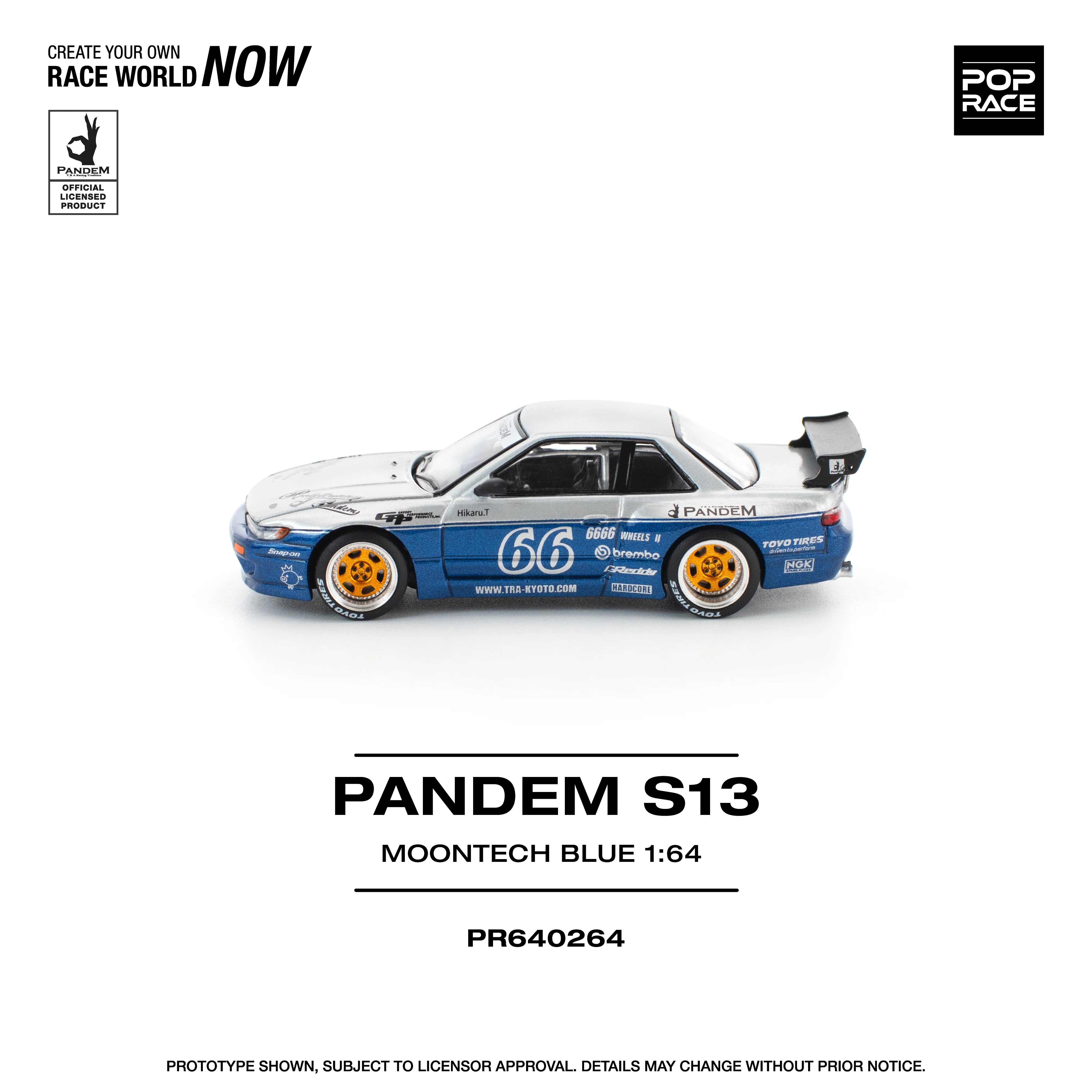 POPRACE 1/64 PANDEM SILVIA S13 MOONTECH BLUE PR640264 - Image 2