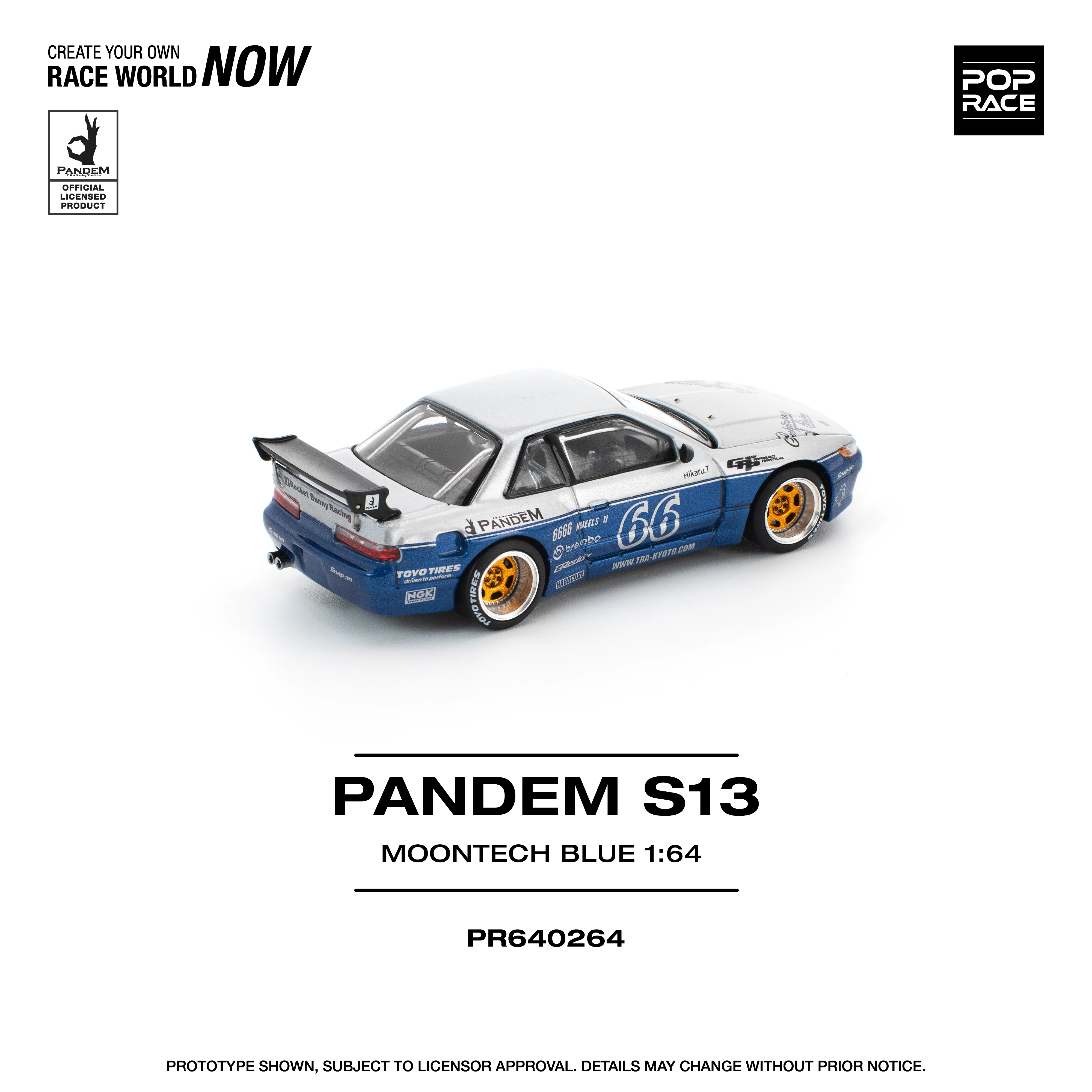 POPRACE 1/64 PANDEM SILVIA S13 MOONTECH BLUE PR640264 - Image 3