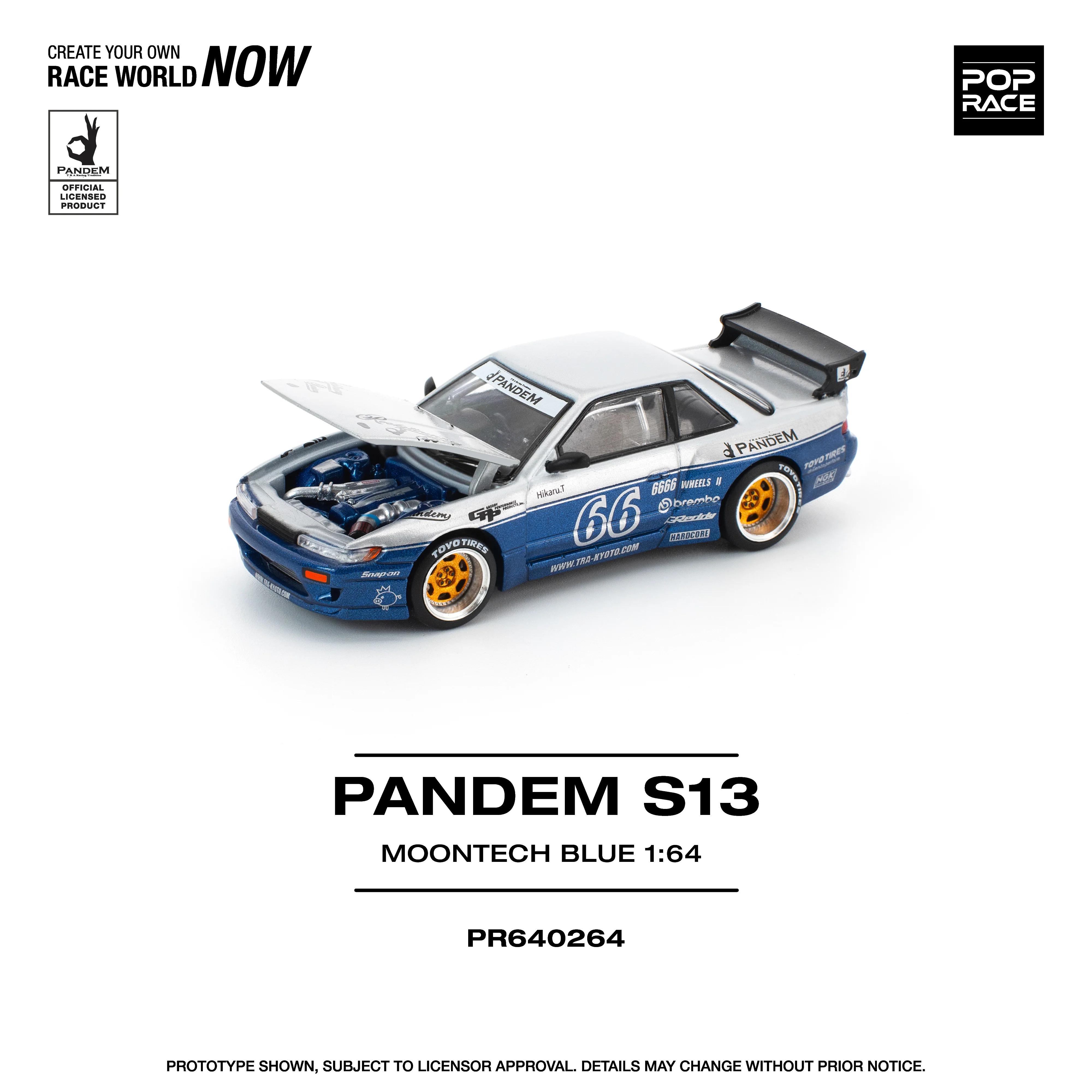 POPRACE 1/64 PANDEM SILVIA S13 MOONTECH BLUE PR640264 - Image 4