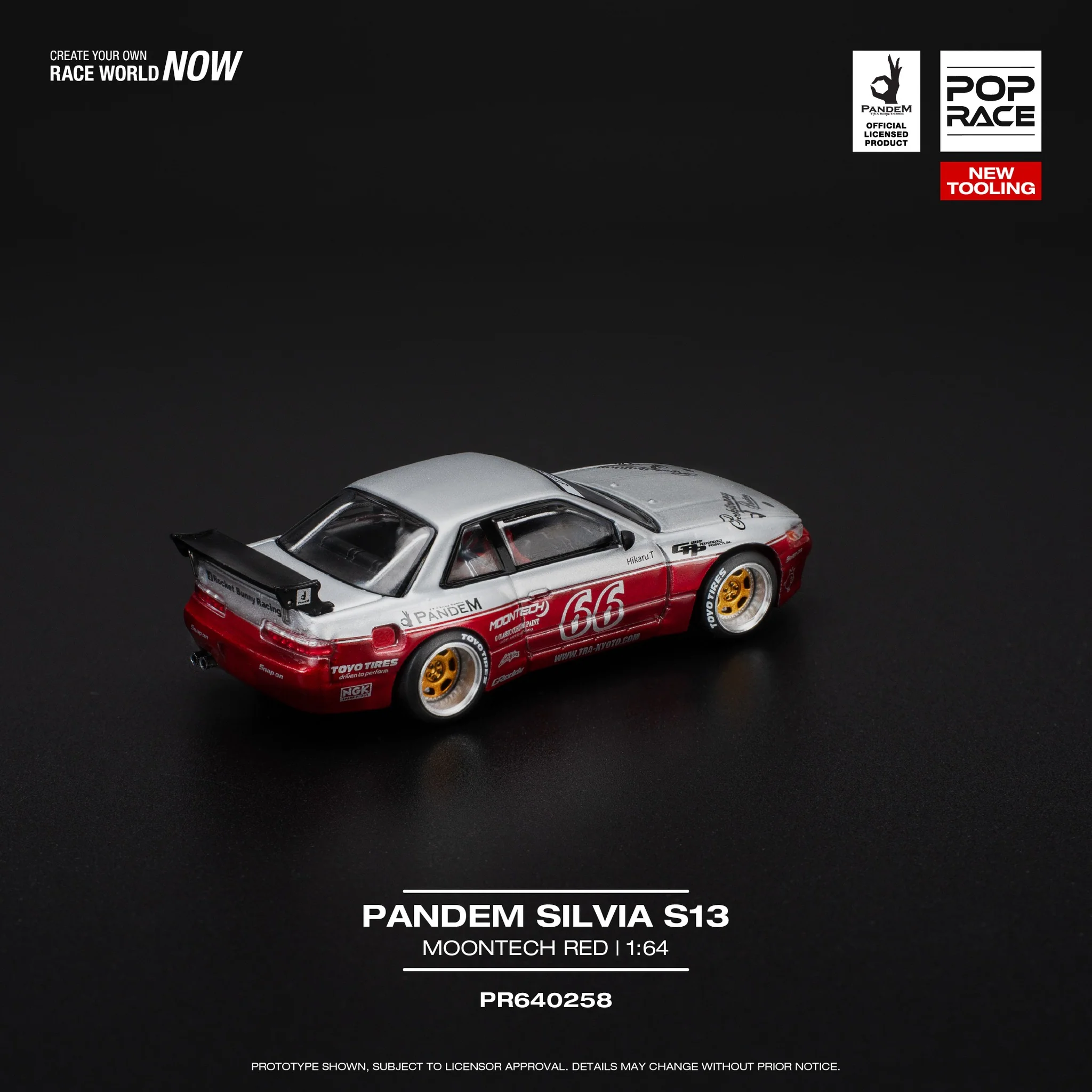 POPRACE 1/64 PANDEM SILVIA S13 - MOONTECH RED PR640258 - Image 2