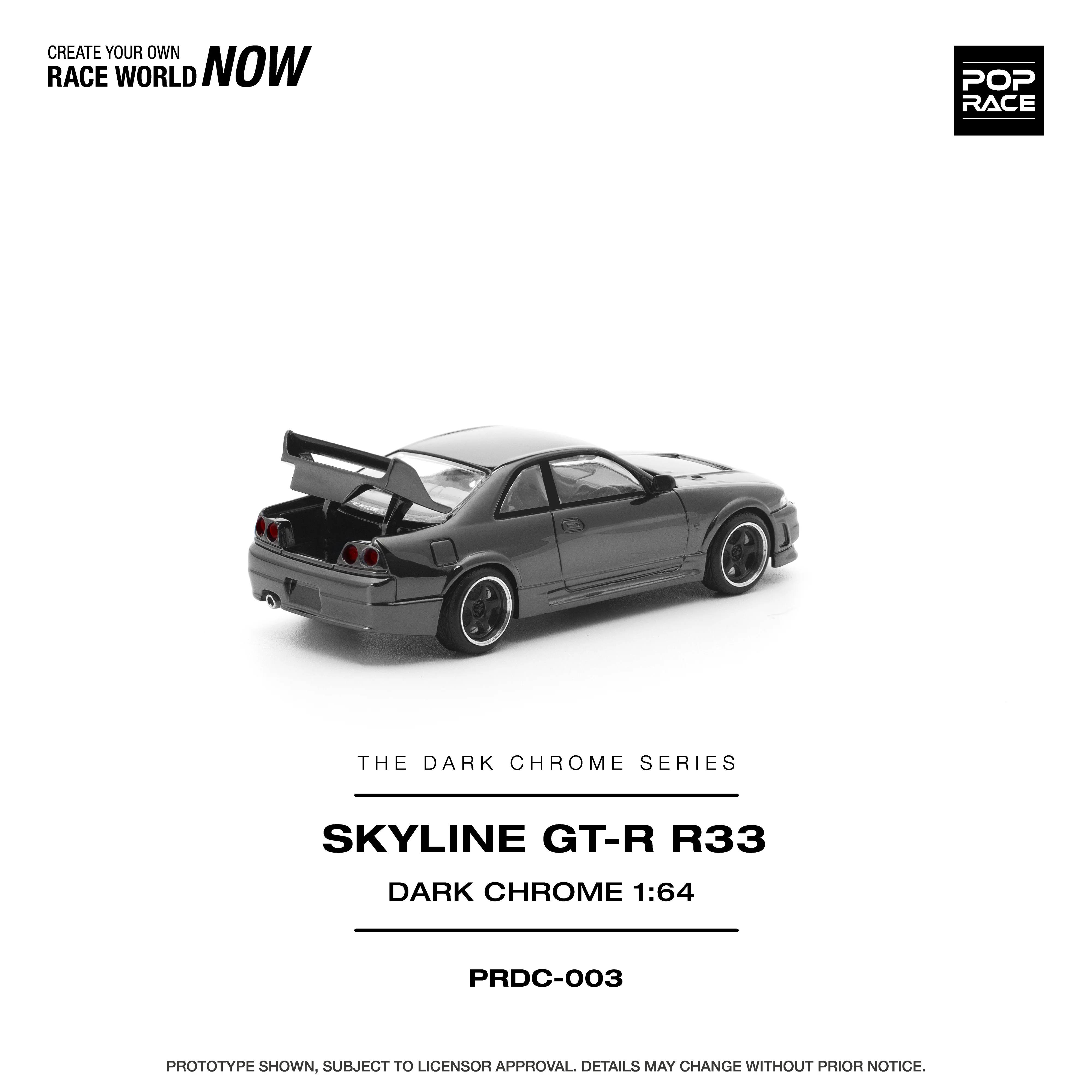 PREORDER POPRACE 1/64 R33 GT-R DARK CHROME PRDC003 (Approx. Release Date: Q1 2026 and subject to the manufacturer's final decision) - Image 3