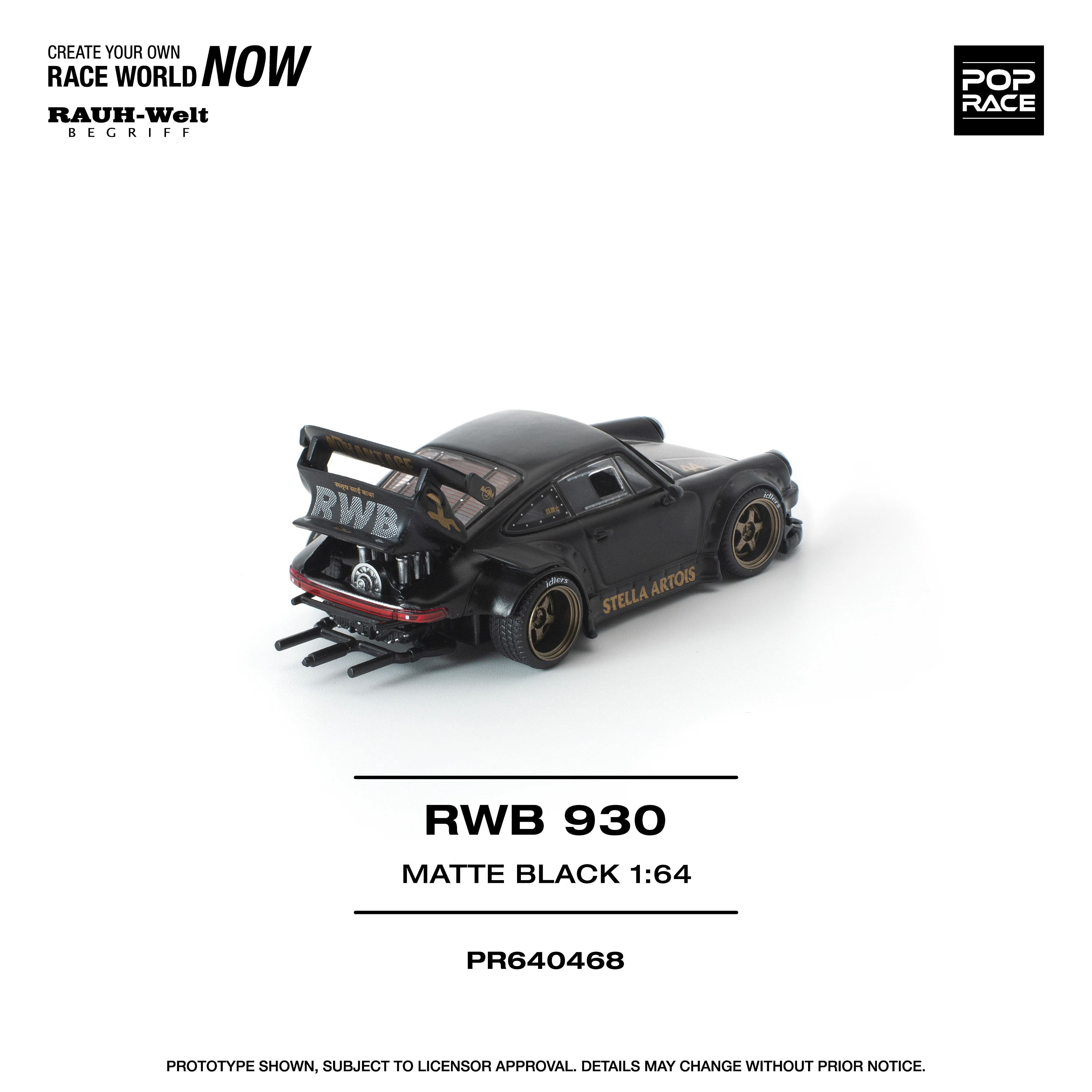 PREORDER POPRACE 1/64 RWB 930 MATTE BLACK "STELLA ARTOIS" PR640468 (Approx. Release Date: Q3 2026 and subject to the manufacturer's final decision) - Image 2