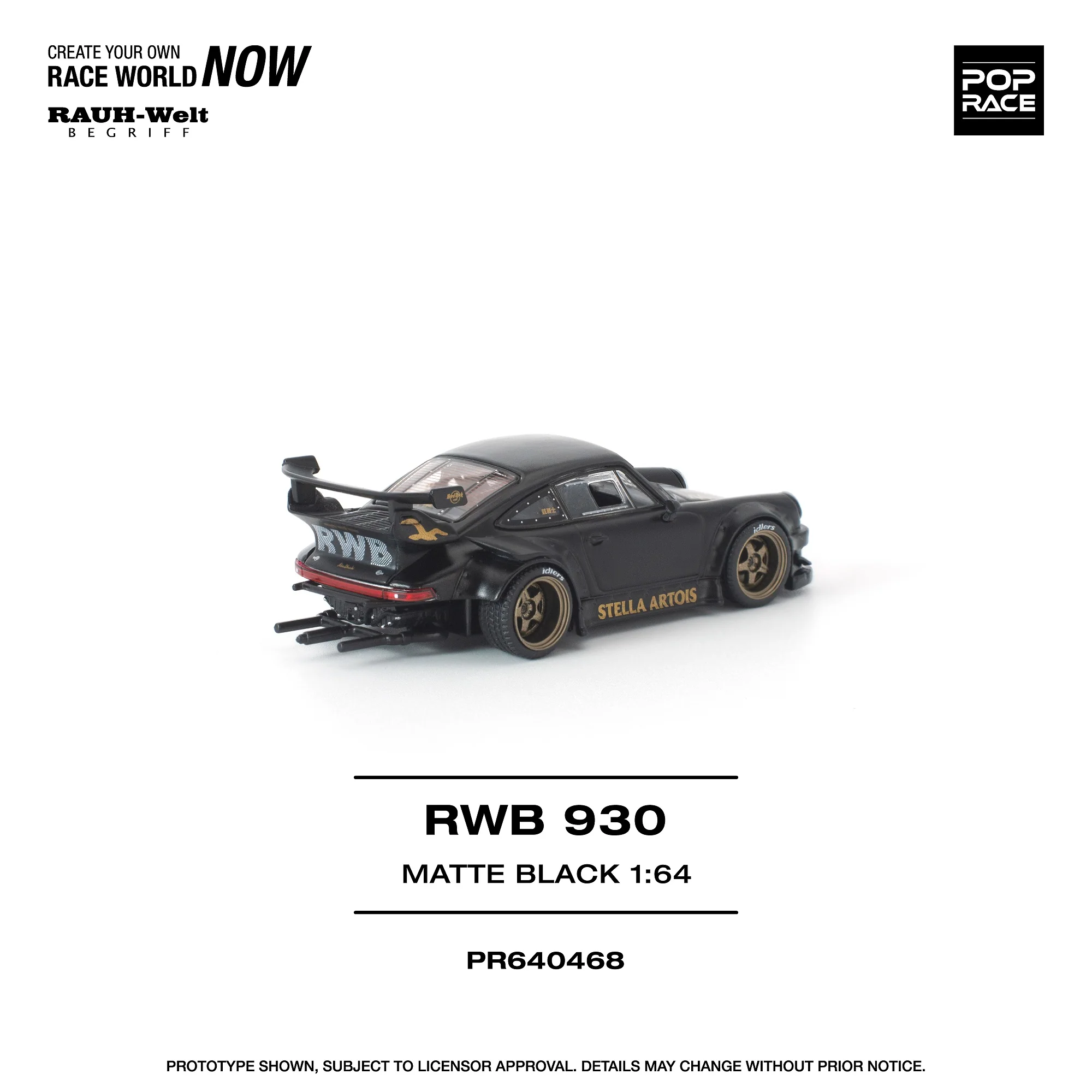PREORDER POPRACE 1/64 RWB 930 MATTE BLACK "STELLA ARTOIS" PR640468 (Approx. Release Date: Q3 2026 and subject to the manufacturer's final decision) - Image 3