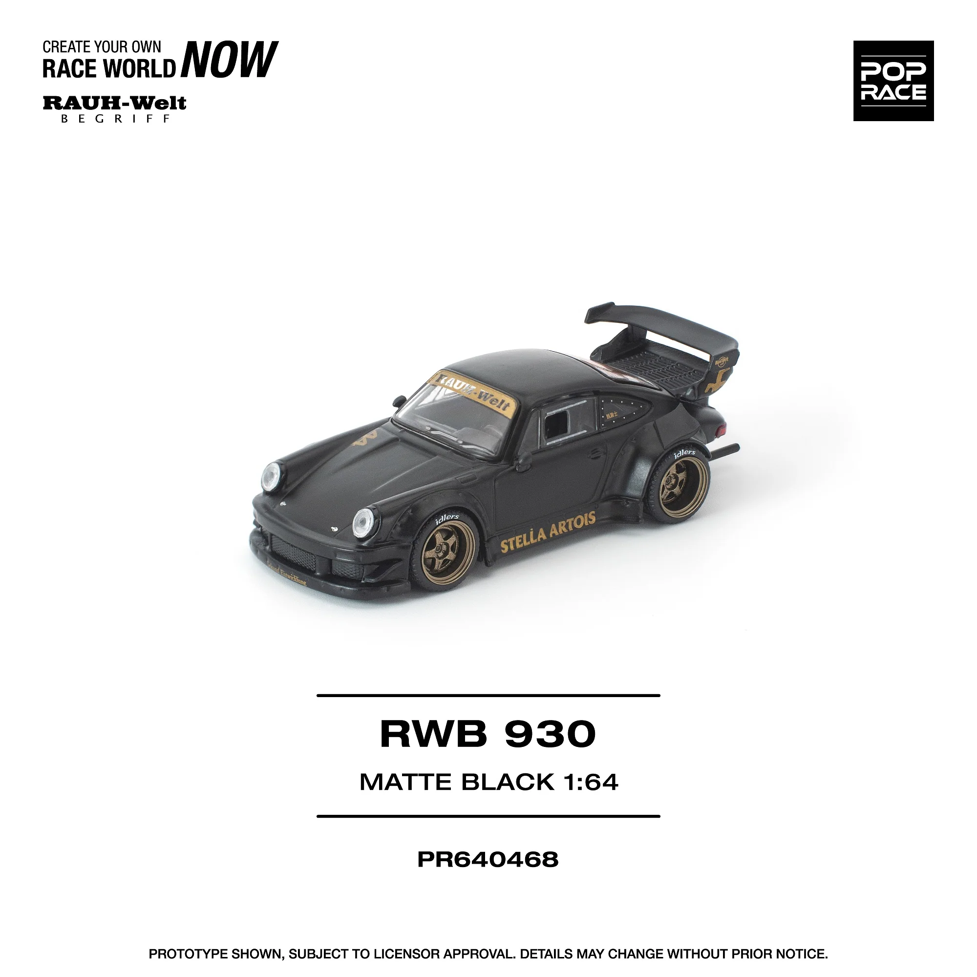 PREORDER POPRACE 1/64 RWB 930 MATTE BLACK "STELLA ARTOIS" PR640468 (Approx. Release Date: Q3 2026 and subject to the manufacturer's final decision) - Image 4