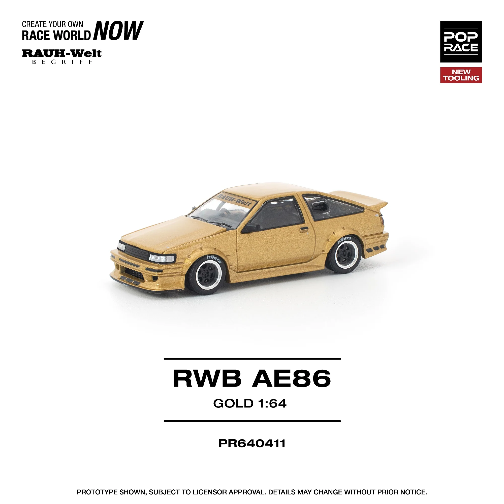 PREORDER POPRACE 1/64 RWB AE86 GOLD PR640411 (Approx. Release Date: Q1 2026 and subject to the manufacturer's final decision) - Image 2