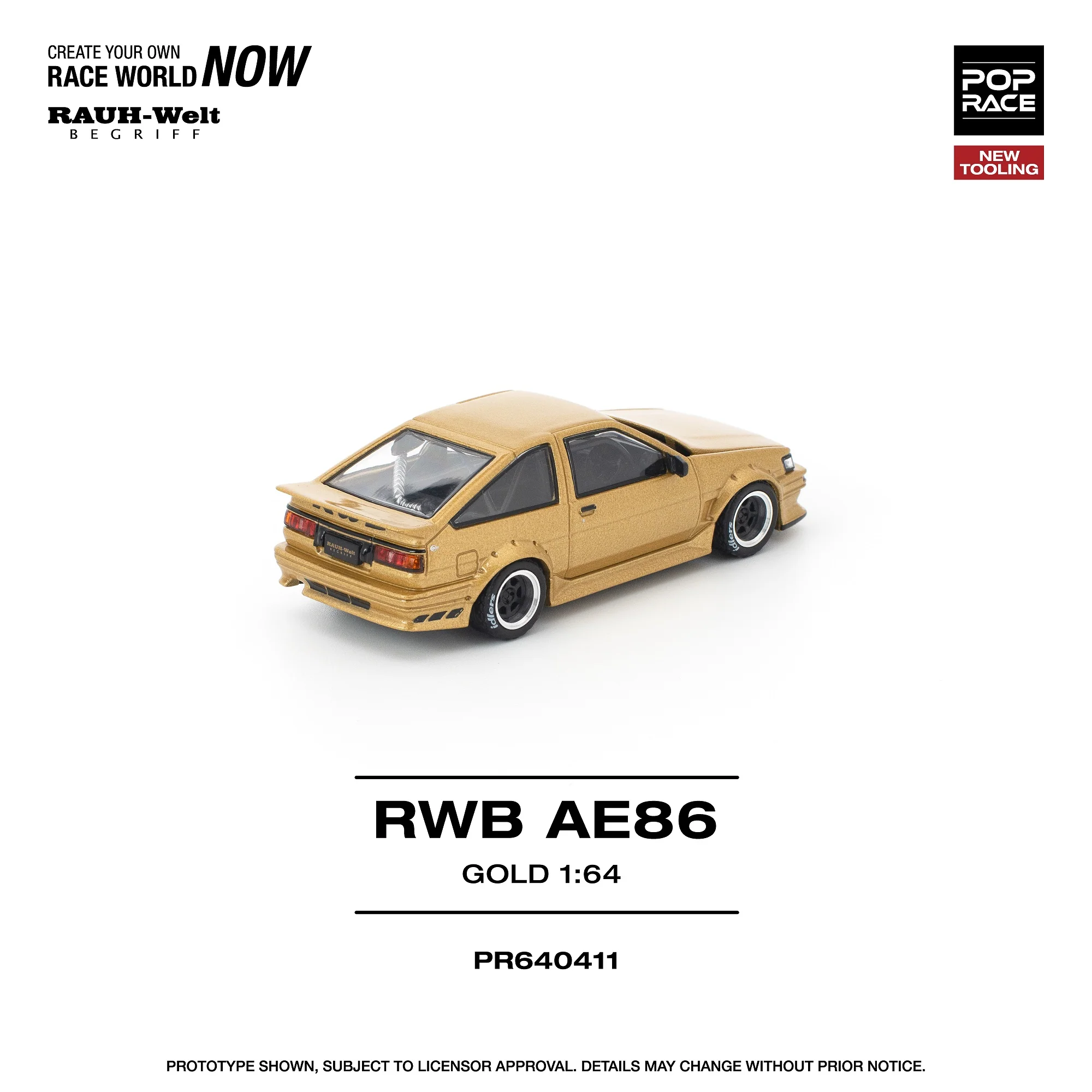 PREORDER POPRACE 1/64 RWB AE86 GOLD PR640411 (Approx. Release Date: Q1 2026 and subject to the manufacturer's final decision) - Image 3