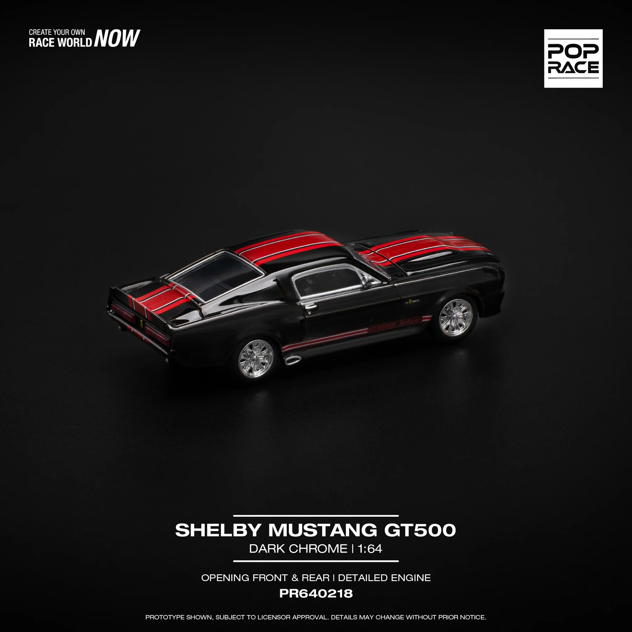 POPRACE 1/64 SHELBY MUSTANG GT500 DARK CHROME PR640218 - Image 2