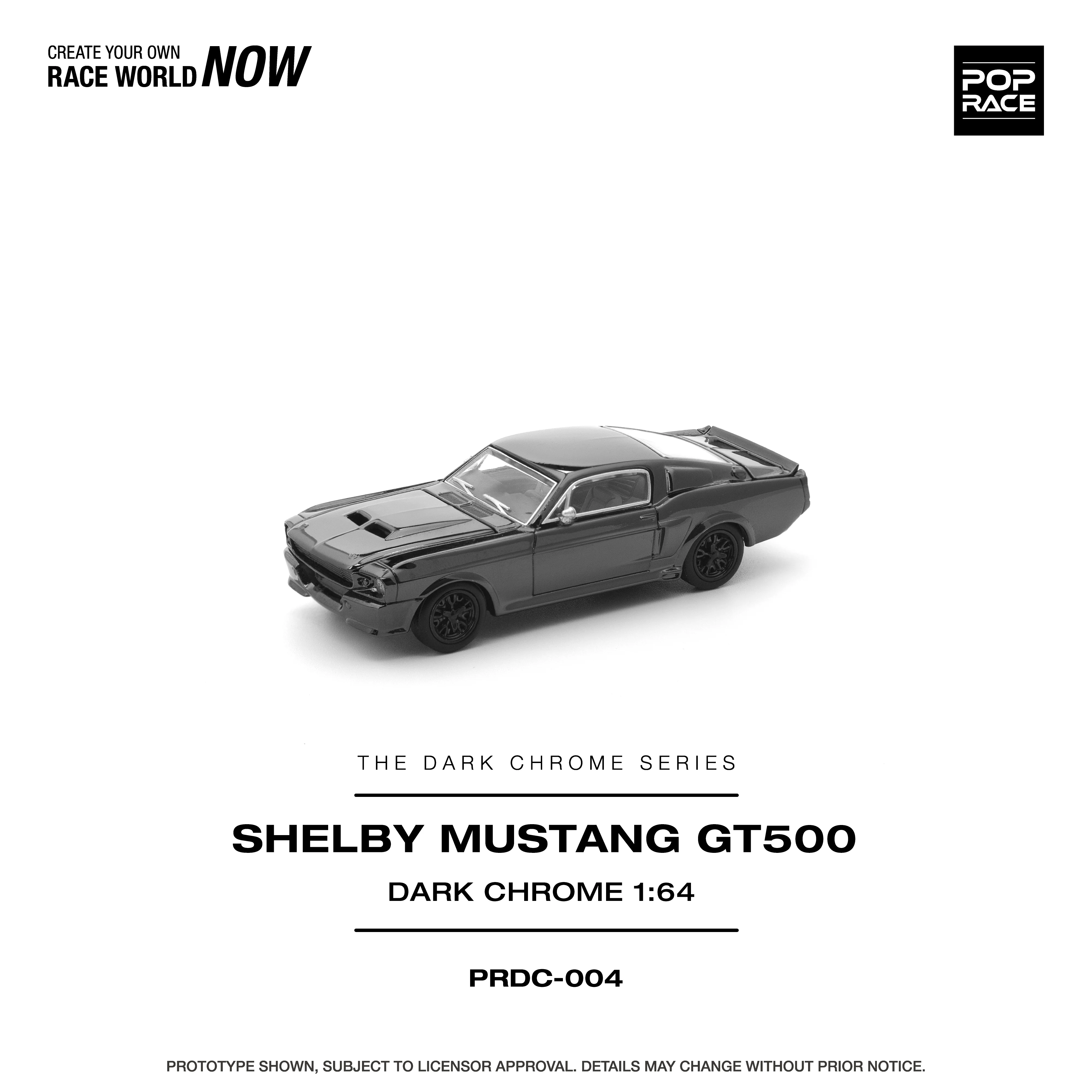 PREORDER POPRACE 1/64 SHELBY MUSTANG GT500 DARK CHROME PRDC004 (Approx. Release Date: Q1 2026 and subject to the manufacturer's final decision) - Image 2