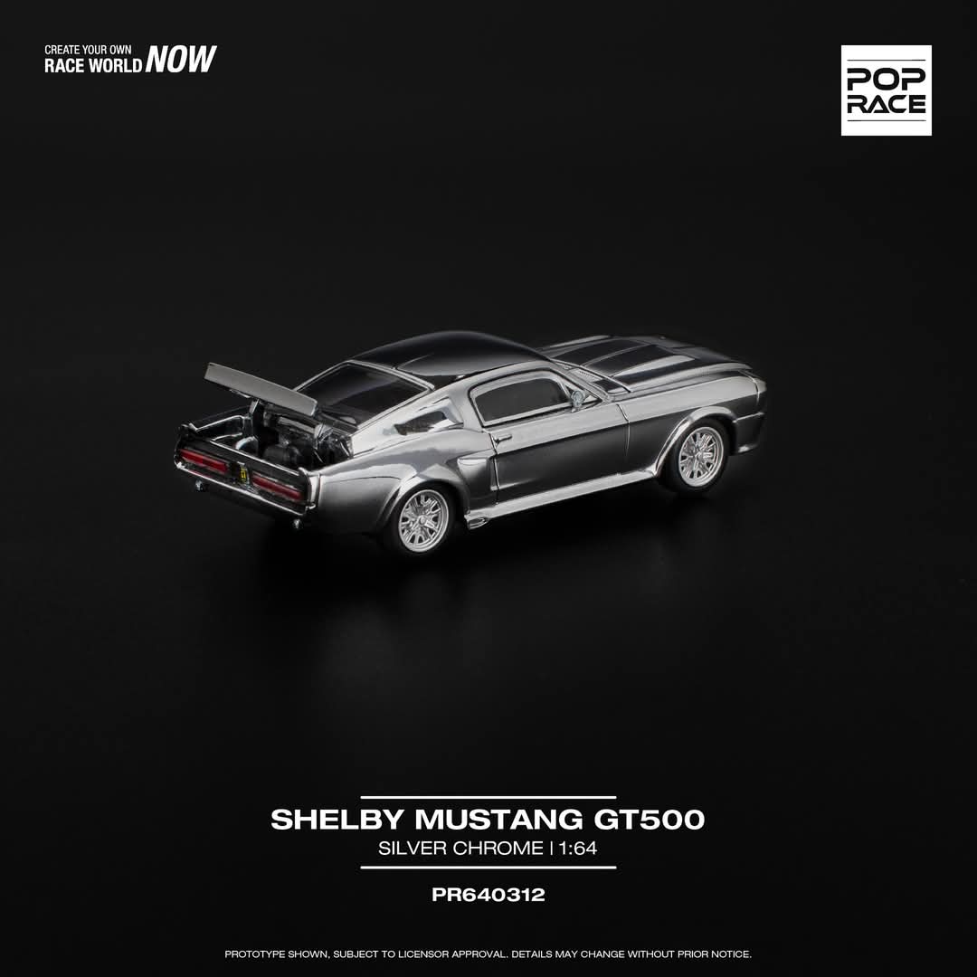 PREORDER POPRACE 1/64 SHELBY MUSTANG GT500 - SILVER CHROME PR640312 (Approx. Release Date: Q3 2025 and subject to the manufacturer's final decision) - Image 2