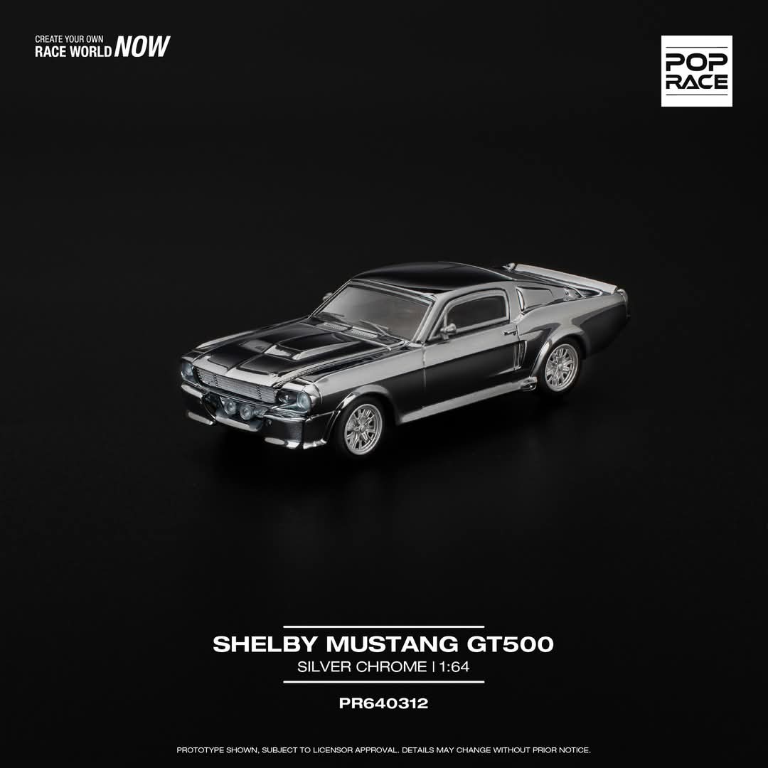PREORDER POPRACE 1/64 SHELBY MUSTANG GT500 - SILVER CHROME PR640312 (Approx. Release Date: Q3 2025 and subject to the manufacturer's final decision) - Image 3