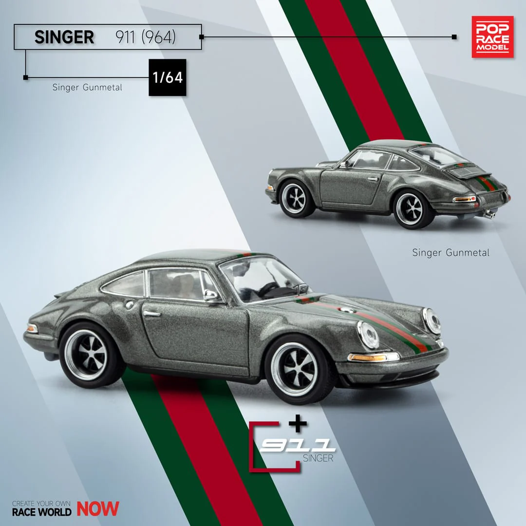 PREORDER POPRACE 1/64 Singer 911 Gunmetal (Approx. release in Q4 2022 and subject to the manufacturer's final decision) - Image 2