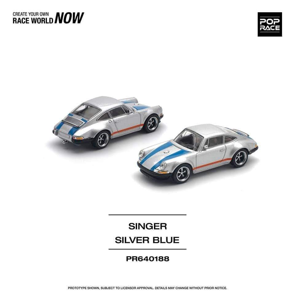 POPRACE 1/64 SINGER SILVER/BLUE PR640188 - Image 2