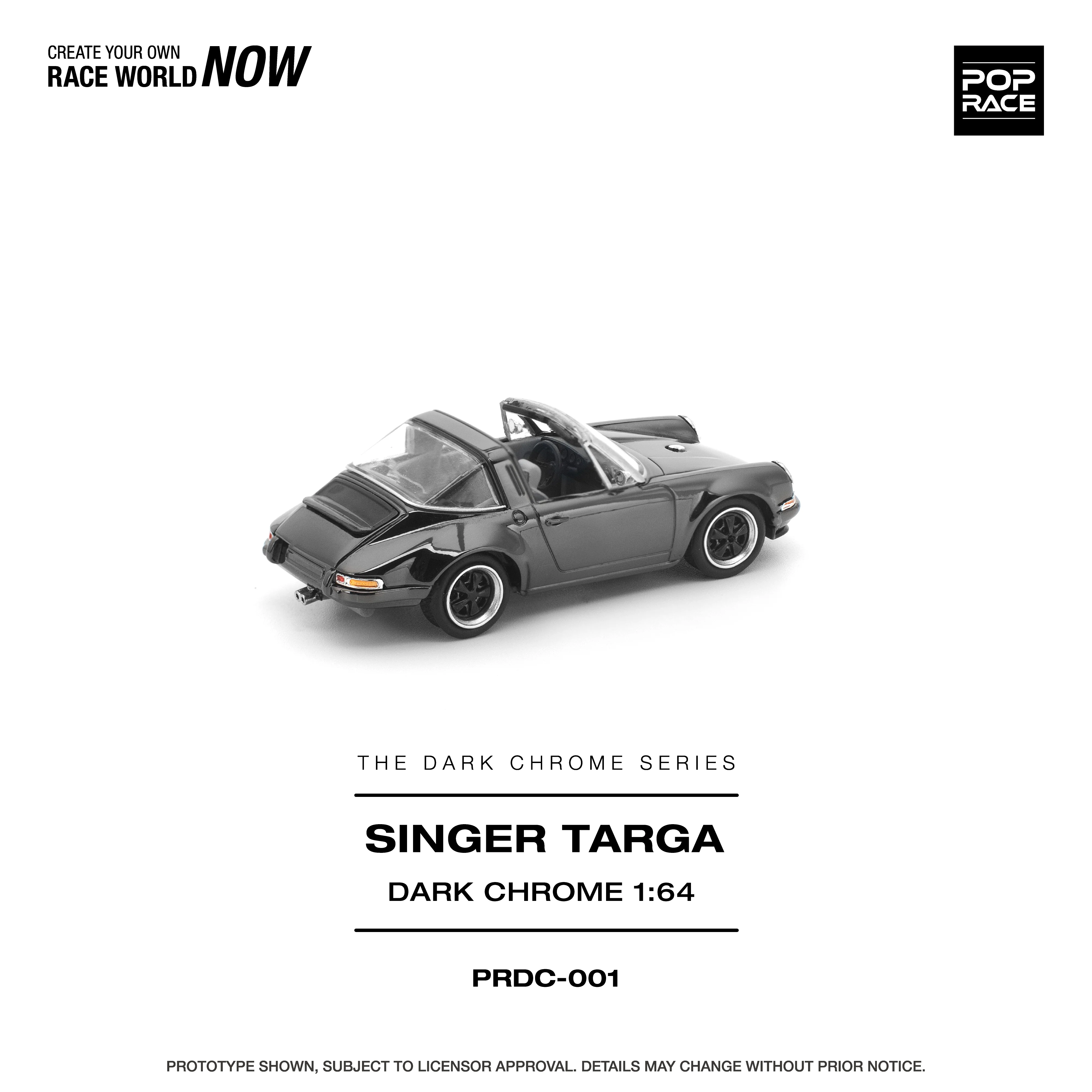 PREORDER POPRACE 1/64 SINGER TARGA DARK CHROME PRDC001  (Approx. Release Date: Q1 2026 and subject to the manufacturer's final decision) - Image 2