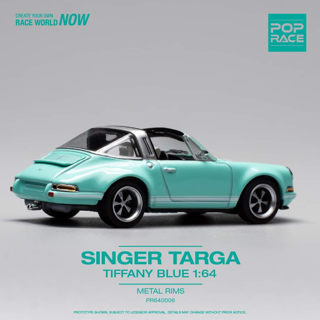 POPRACE 1/64 Singer Targa Tiffany Blue PR64006 - Image 2