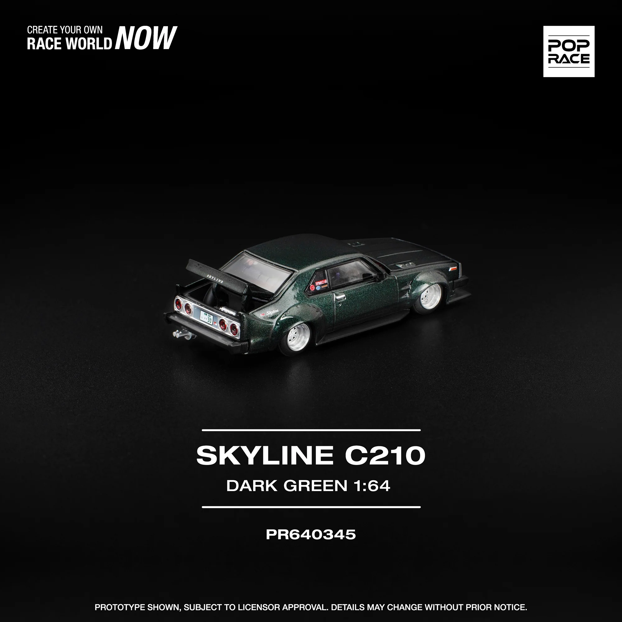 PREORDER POPRACE 1/64 SKYLINE C210 DARK GREEN  PR640345 (Approx. Release Date: Q4 2025 and subject to the manufacturer's final decision) - Image 2