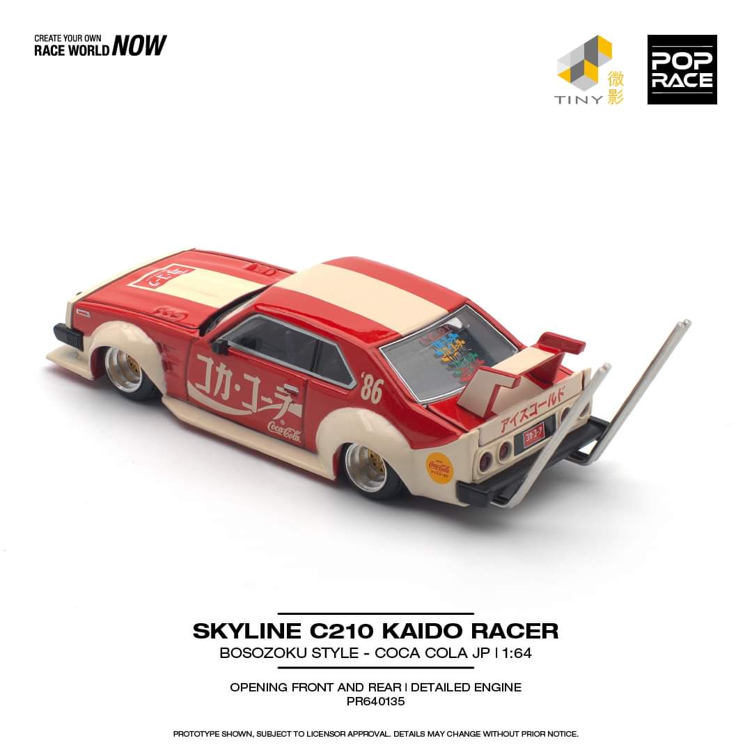 POPRACE 1/64 SKYLINE C210 KAIDO RACER (BOSOZOKU STYLE) - COCA COLA JP PR640135 - Image 3