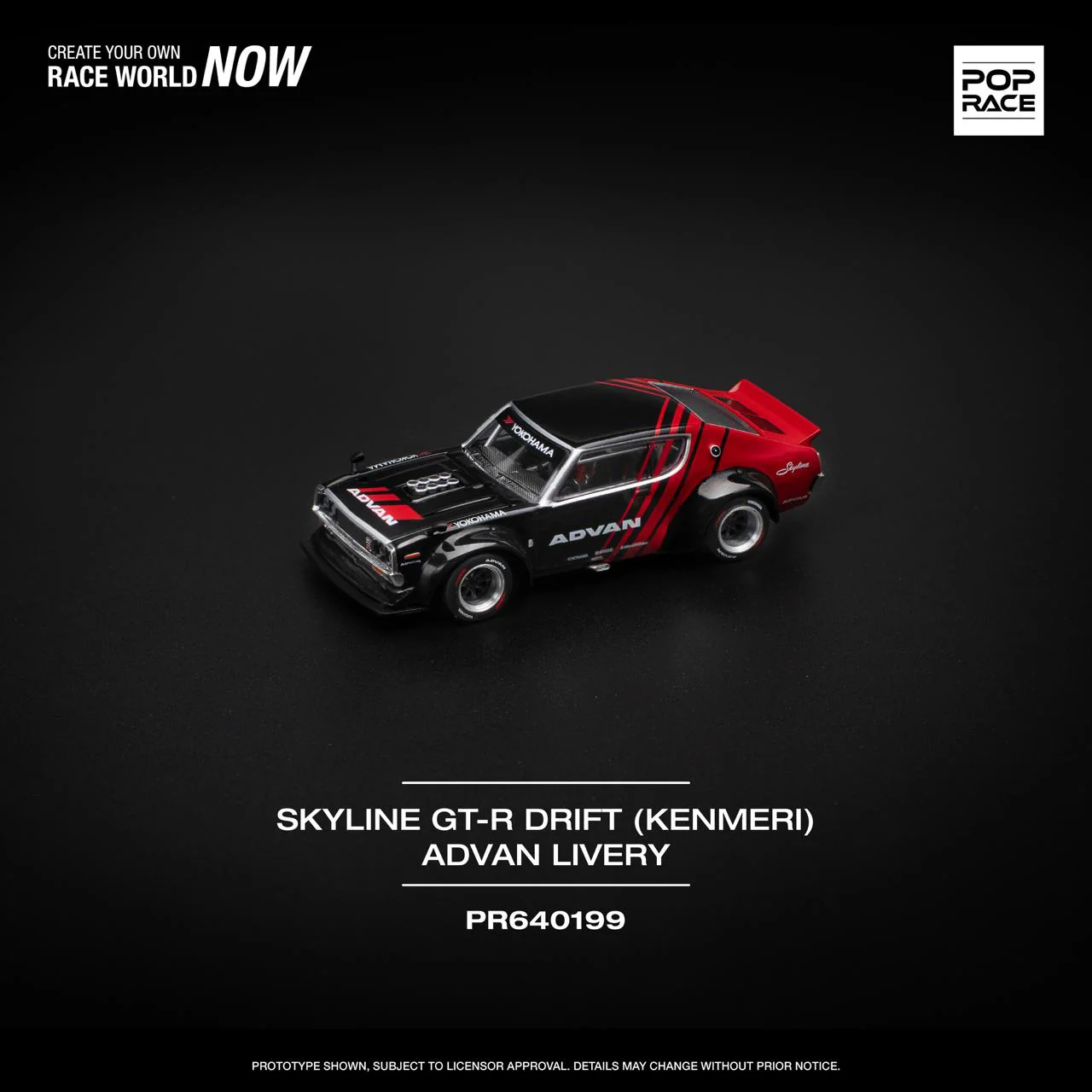 POPRACE 1/64 SKYLINE GT-R DRIFT (KENMERI) - ADVAN LIVERY PR640199 - Image 2