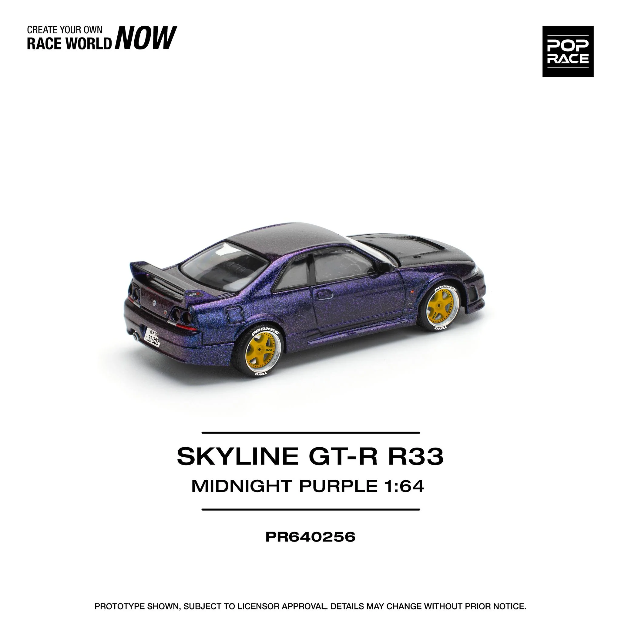 POPRACE 1/64 SKYLINE GT-R R33 NISMO MIDNIGHT PURPLE PR640256 - Image 2