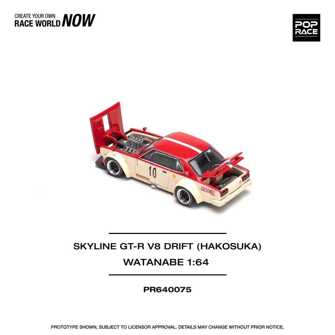 PREORDER POPRACE 1/64 SKYLINE GT-R V8 DRIFT (HAKOSUKA) WATANABE PR640075 (Approx. Release Date: Q2 2025 and subject to the manufacturer's final decision) - Image 2