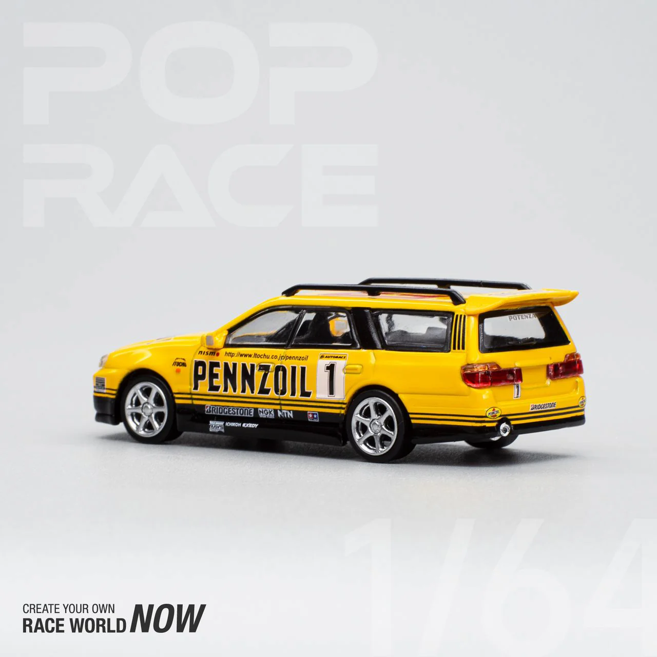 POPRACE 1/64 STAGEA PENNZOIL Yellow PR640021 - Image 2