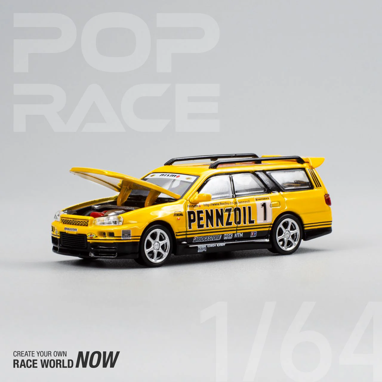 POPRACE 1/64 STAGEA PENNZOIL Yellow PR640021 - Image 3