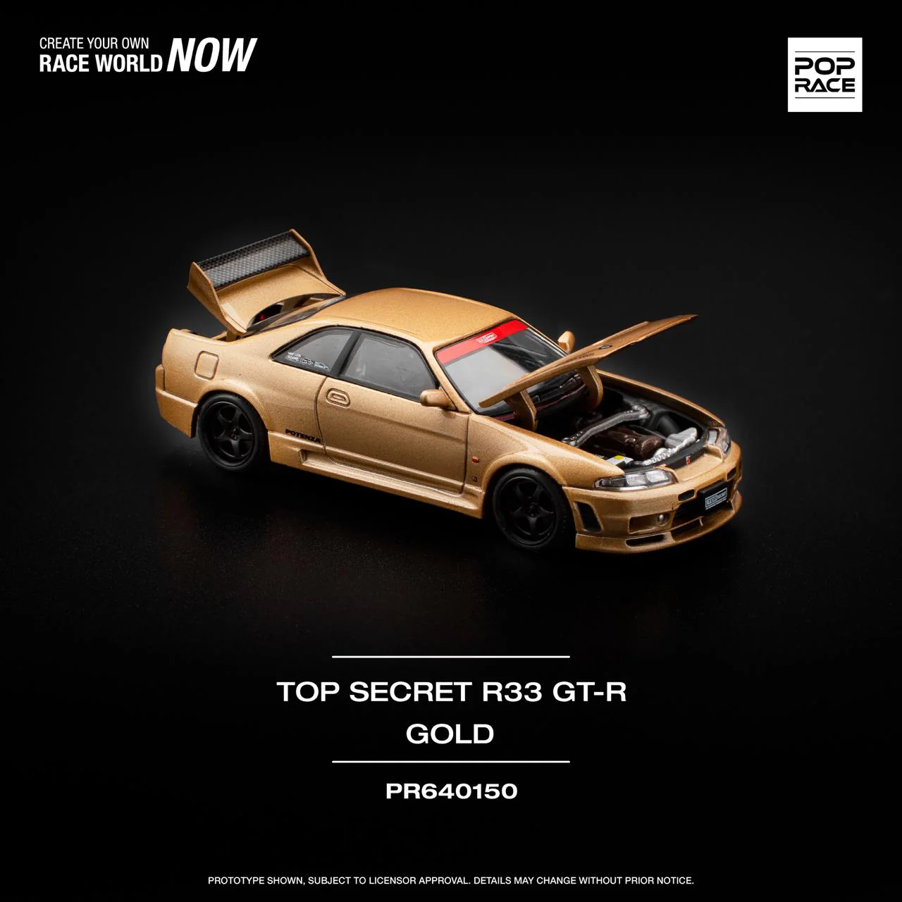 PREORDER POPRACE 1/64 TOP SECRET GT-R R33 - GOLD PR640150 (Approx. Release Date: Q1 2025 and subject to the manufacturer's final decision) - Image 2